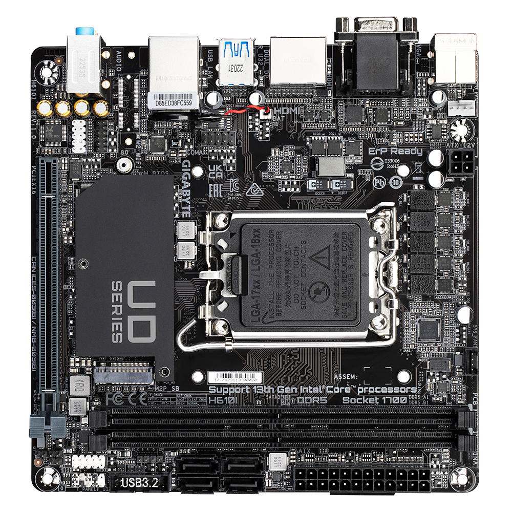 Gigabyte H610I Mini-ITX Mainboard Sockel 1700 HDMI/VGA/2xDP