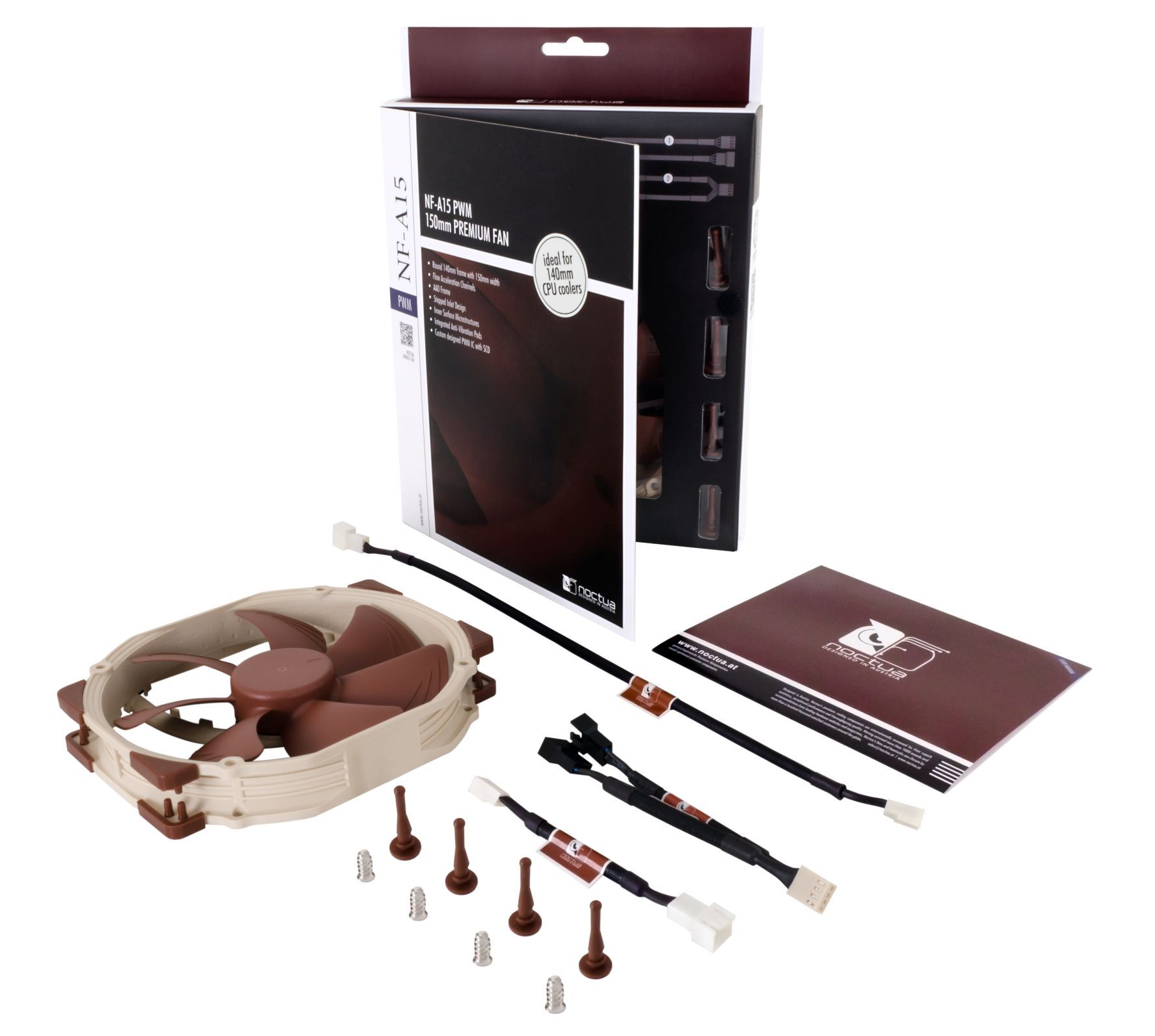 Noctua NF-A15 PWM 140x150x25mm, 4-Pin PWM (1200rpm, 19,2dB(A), 115,5m³/h)