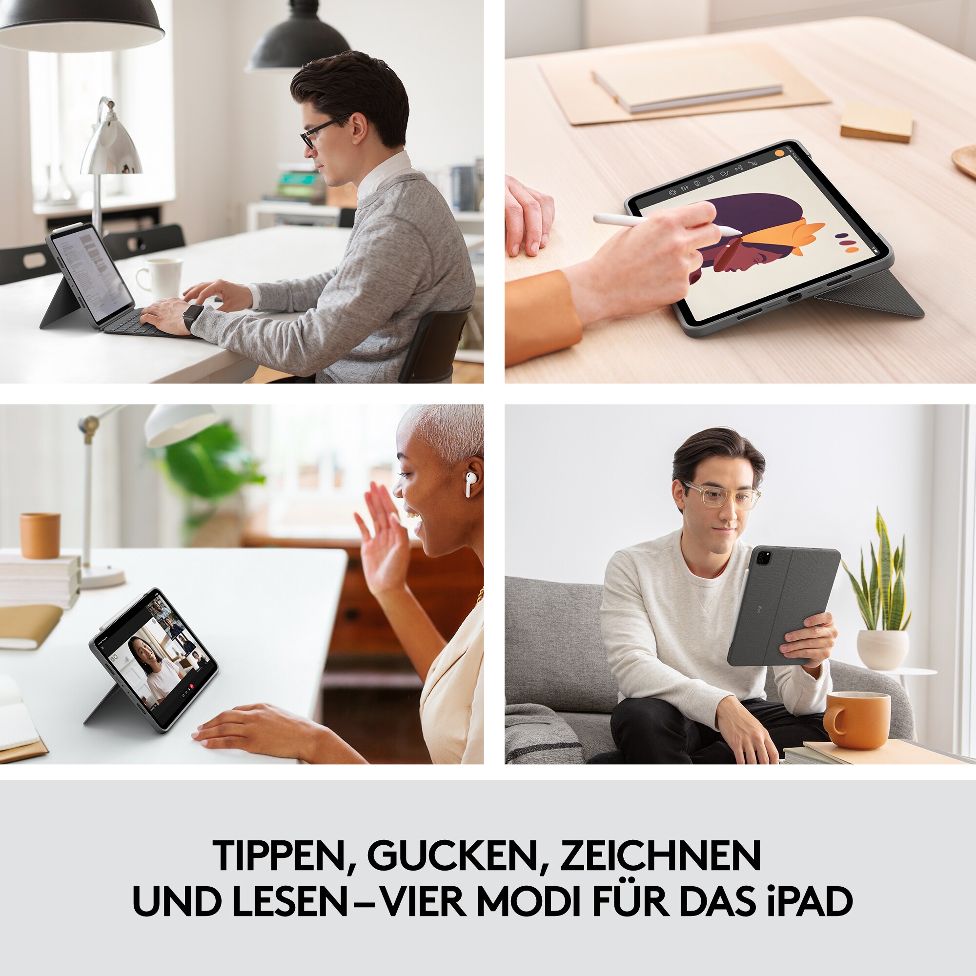 Logitech Combo Touch Tastaturcase Trackpad für iPad Pro 12,9“ (5./6. Gen) Grau