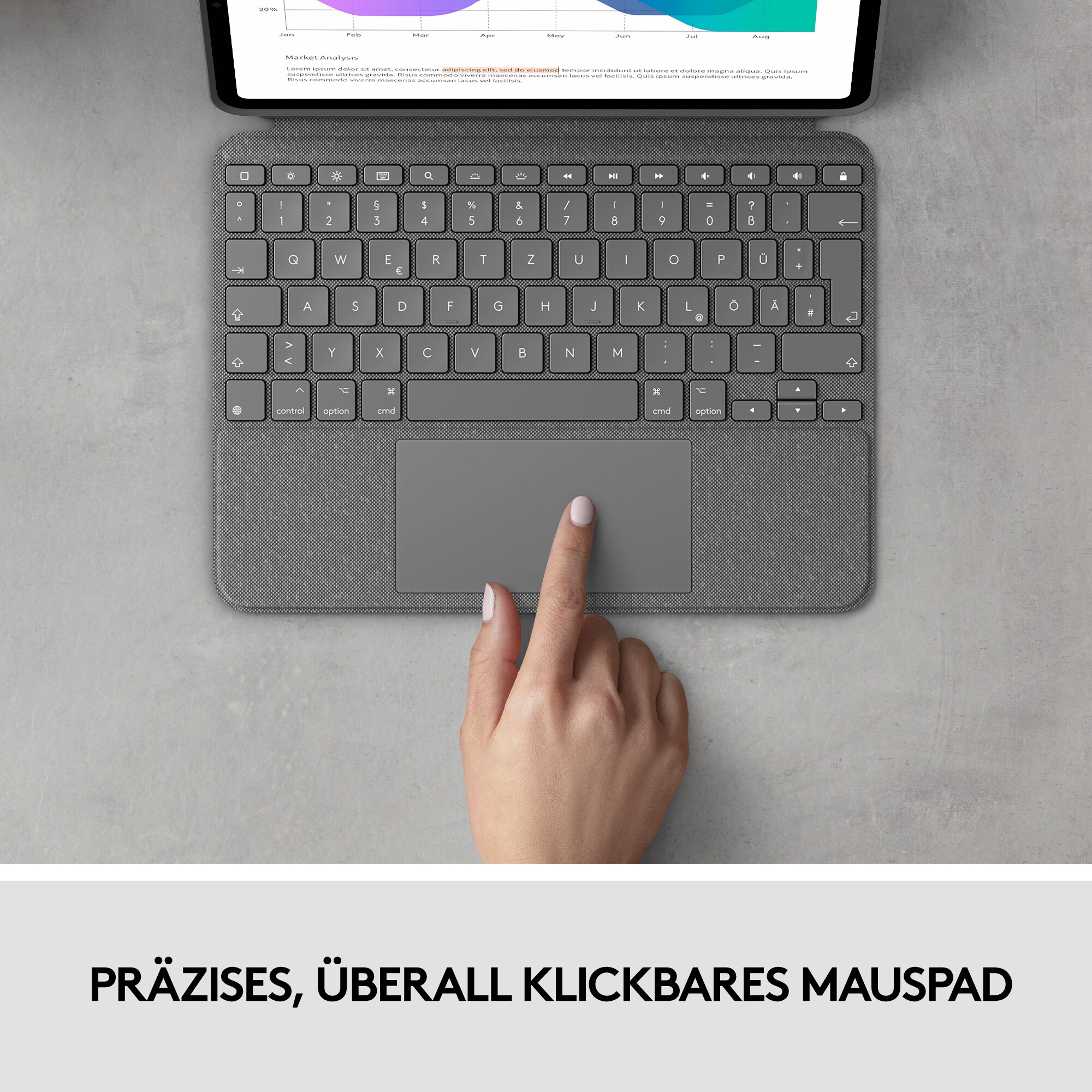 Logitech Combo Touch Tastaturcase Trackpad für iPad Pro 12,9“ (5./6. Gen) Grau