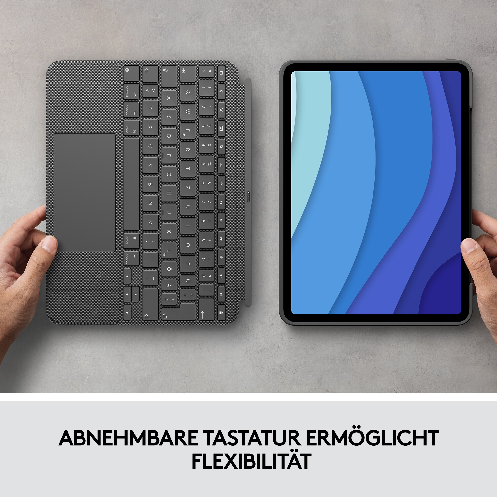 Logitech Combo Touch Tastaturcase Trackpad für iPad Pro 12,9“ (5./6. Gen) Grau