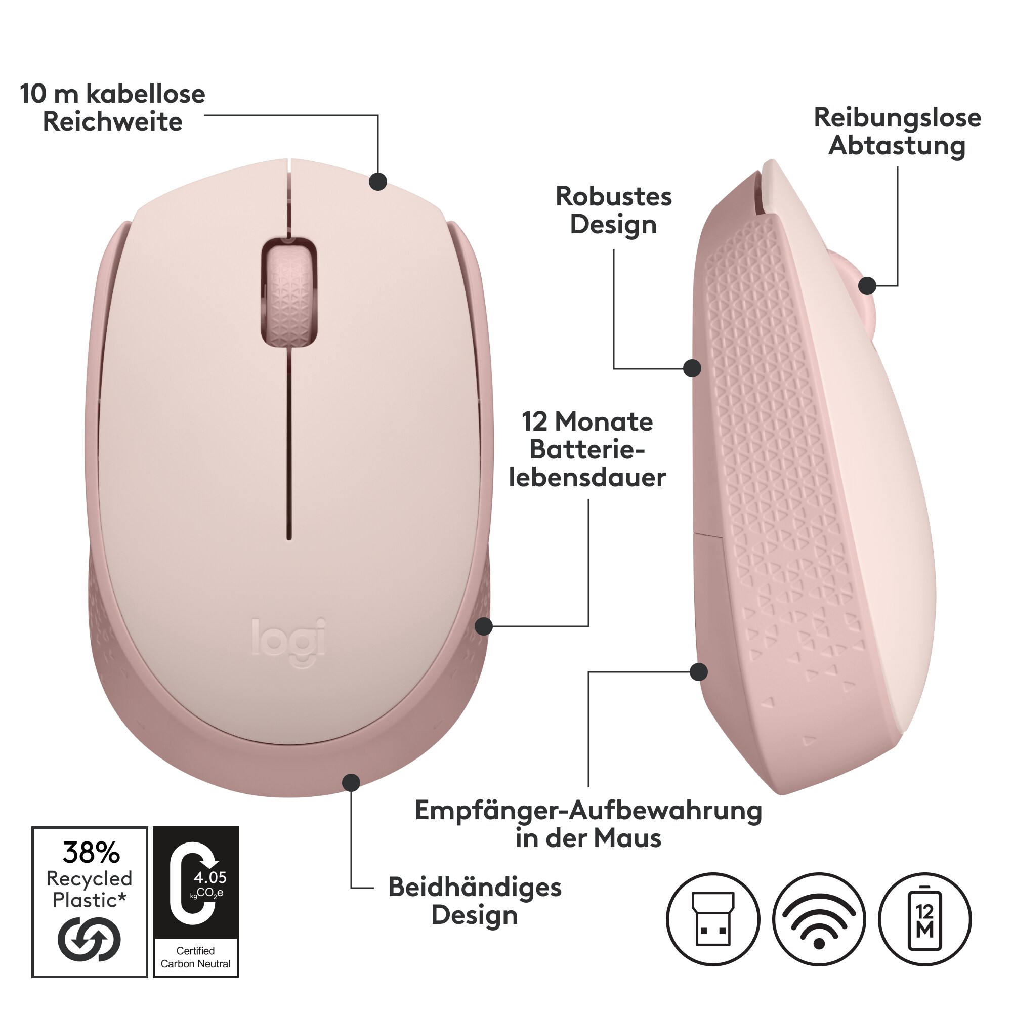 Logitech M171 Kabellose Maus Rosa