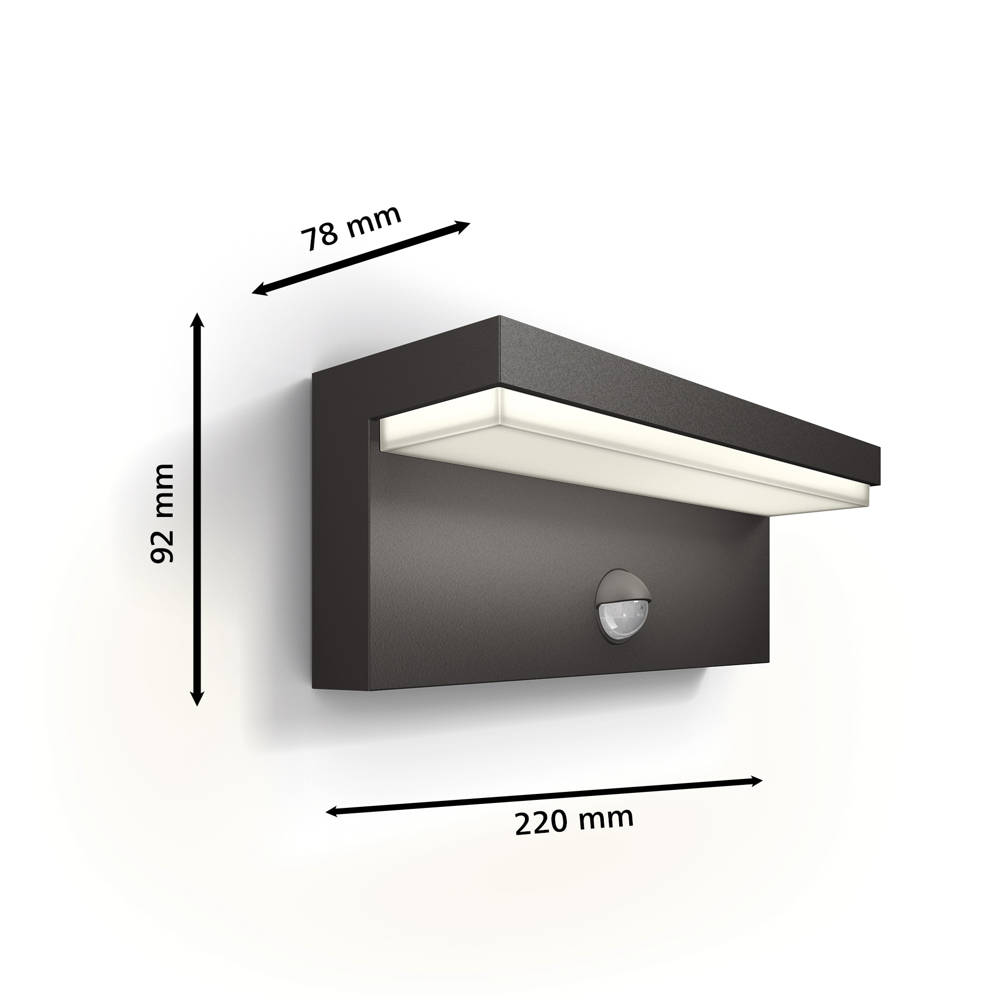 Philips Outdoor Ultra-Efficient Bustan Wandleuchte 3.8W, Bewegungssensor anthraz