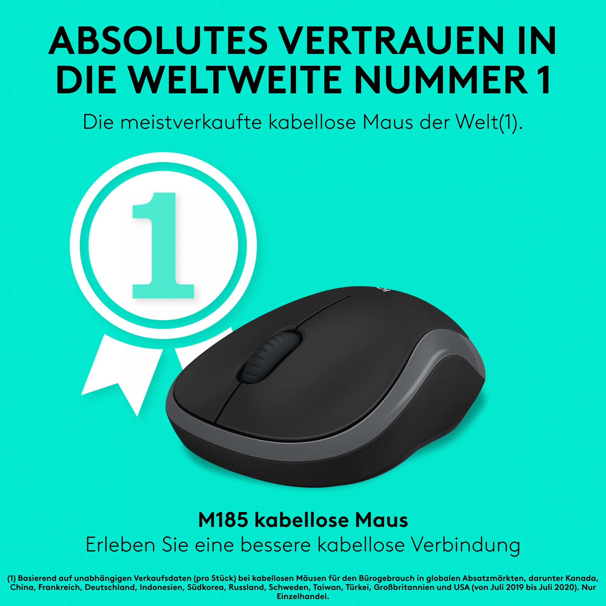 Logitech M185 Kabellose Maus Grau