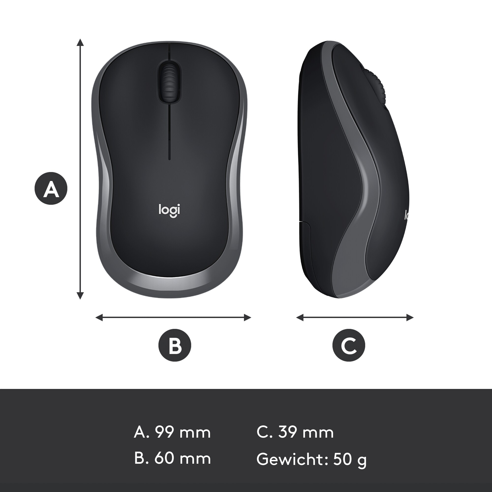 Logitech M185 Kabellose Maus Grau