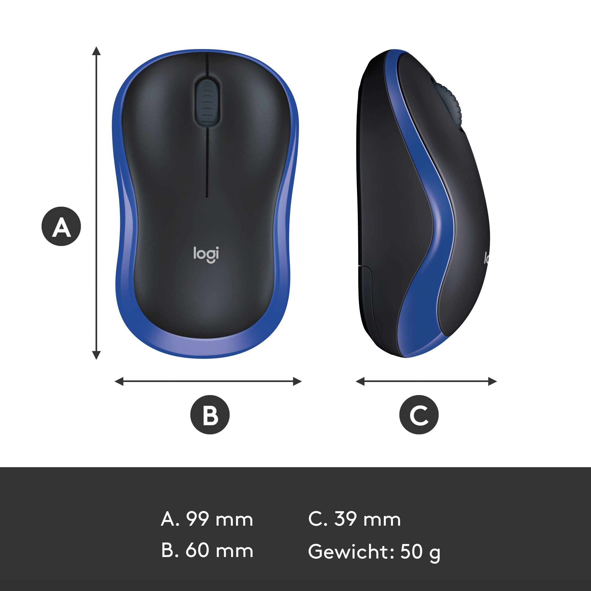 Logitech M185 Kabellose Maus Blau