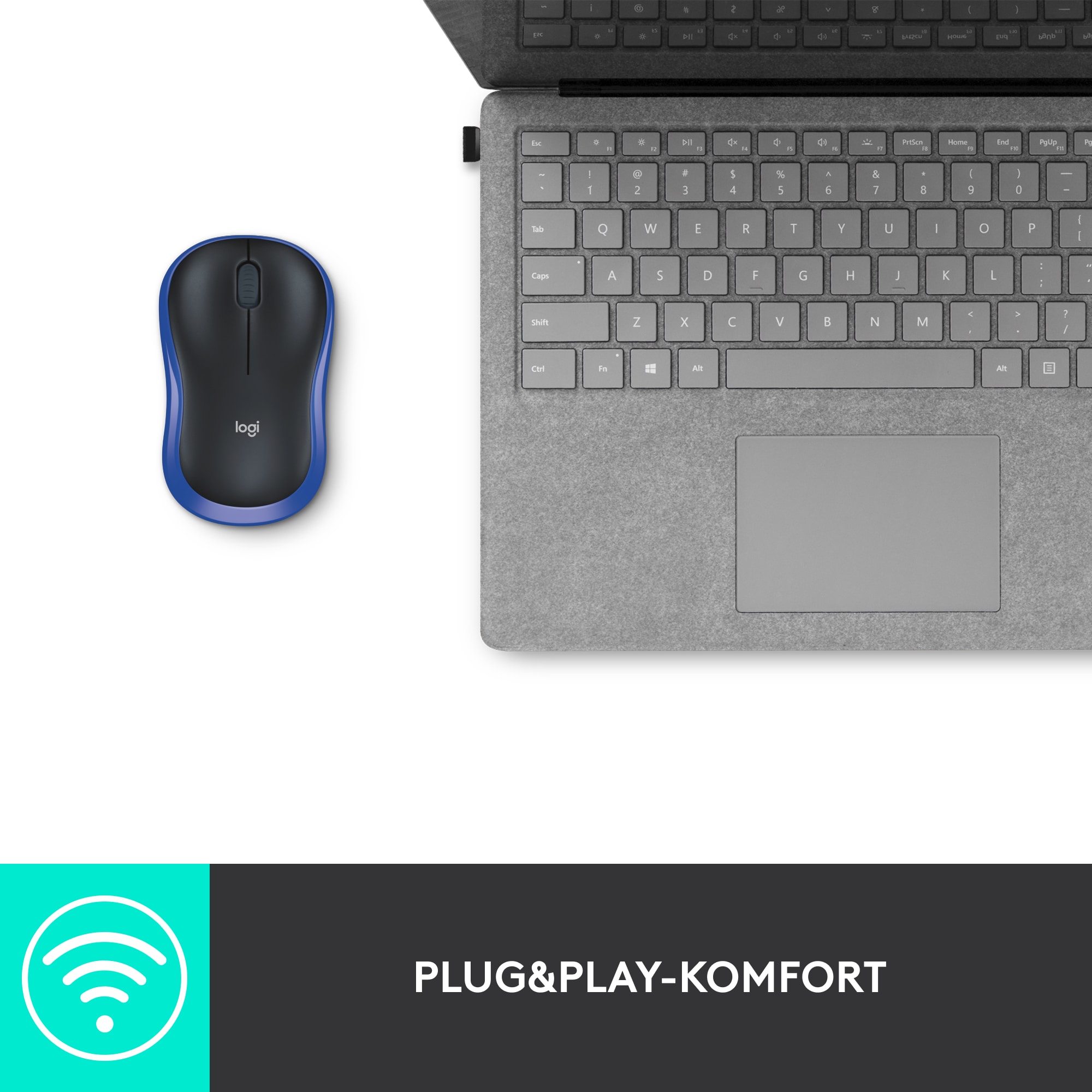 Logitech M185 Kabellose Maus Blau