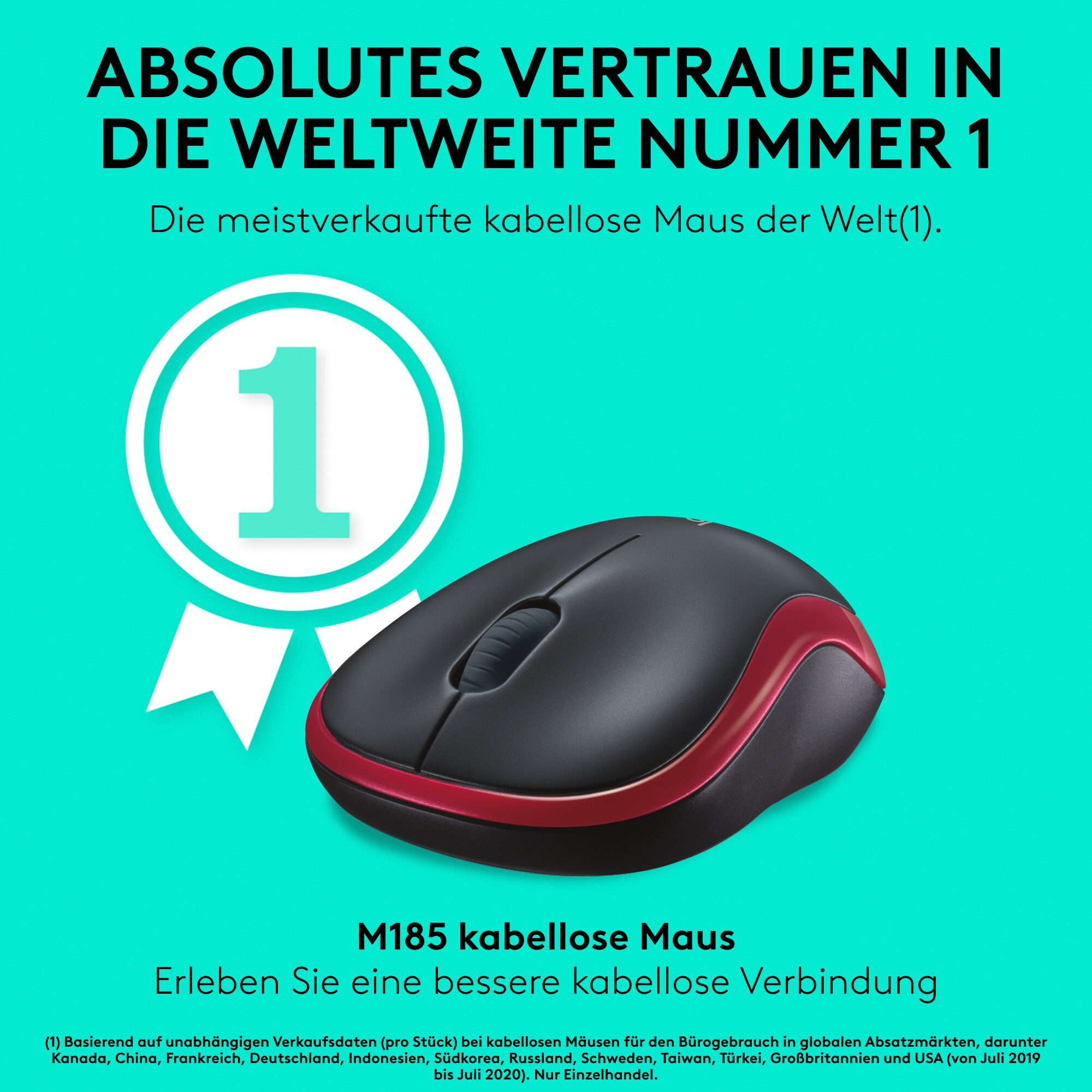 Logitech M185 Kabellose Maus Rot