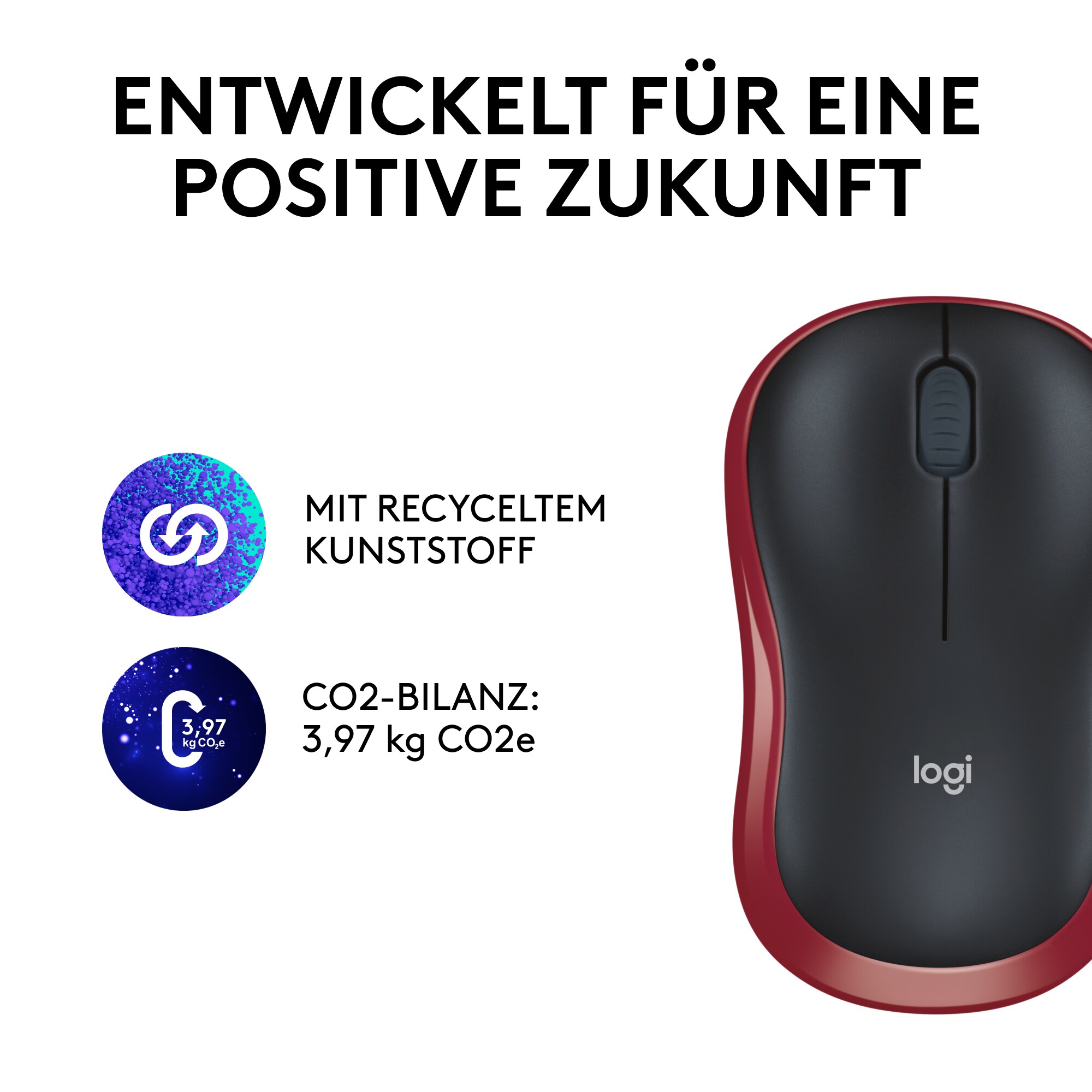 Logitech M185 Kabellose Maus Rot