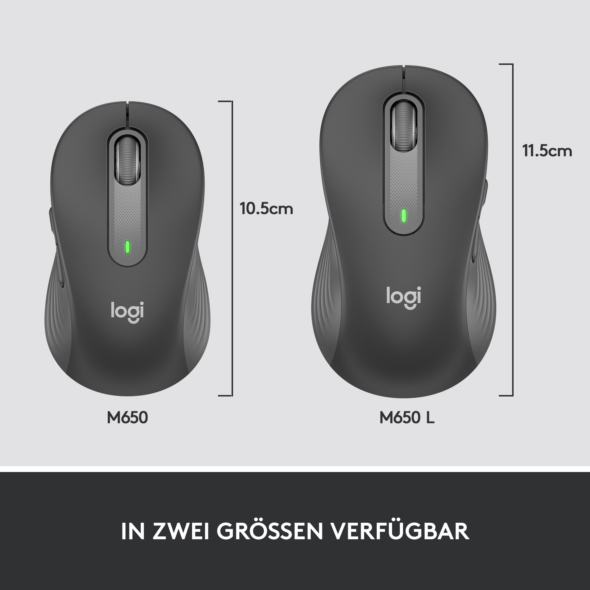 Logitech Signature M650 Gr.M Kabellose Maus Grafit