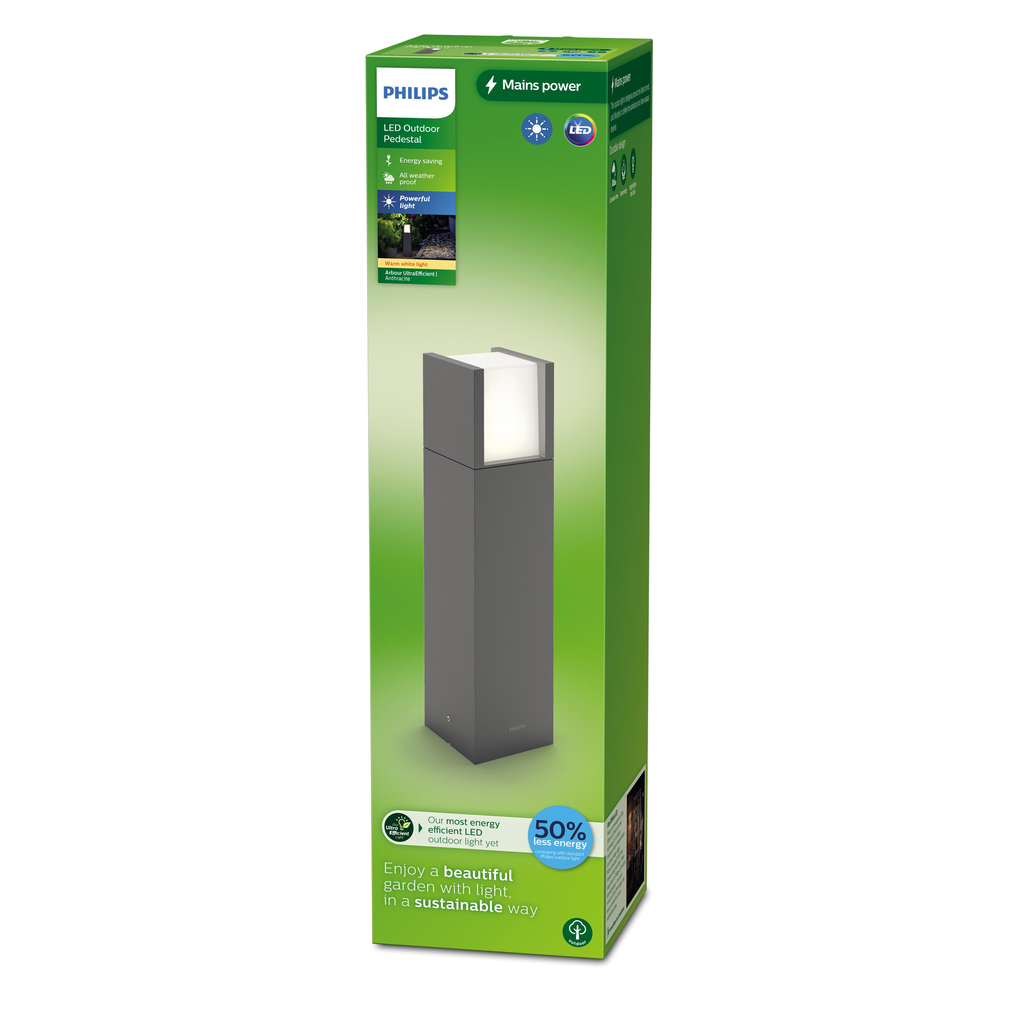 Philips Outdoor Ultra-Efficient Arbour Sockelleuchte 3.8W, 2700 Kelvin anthrazit