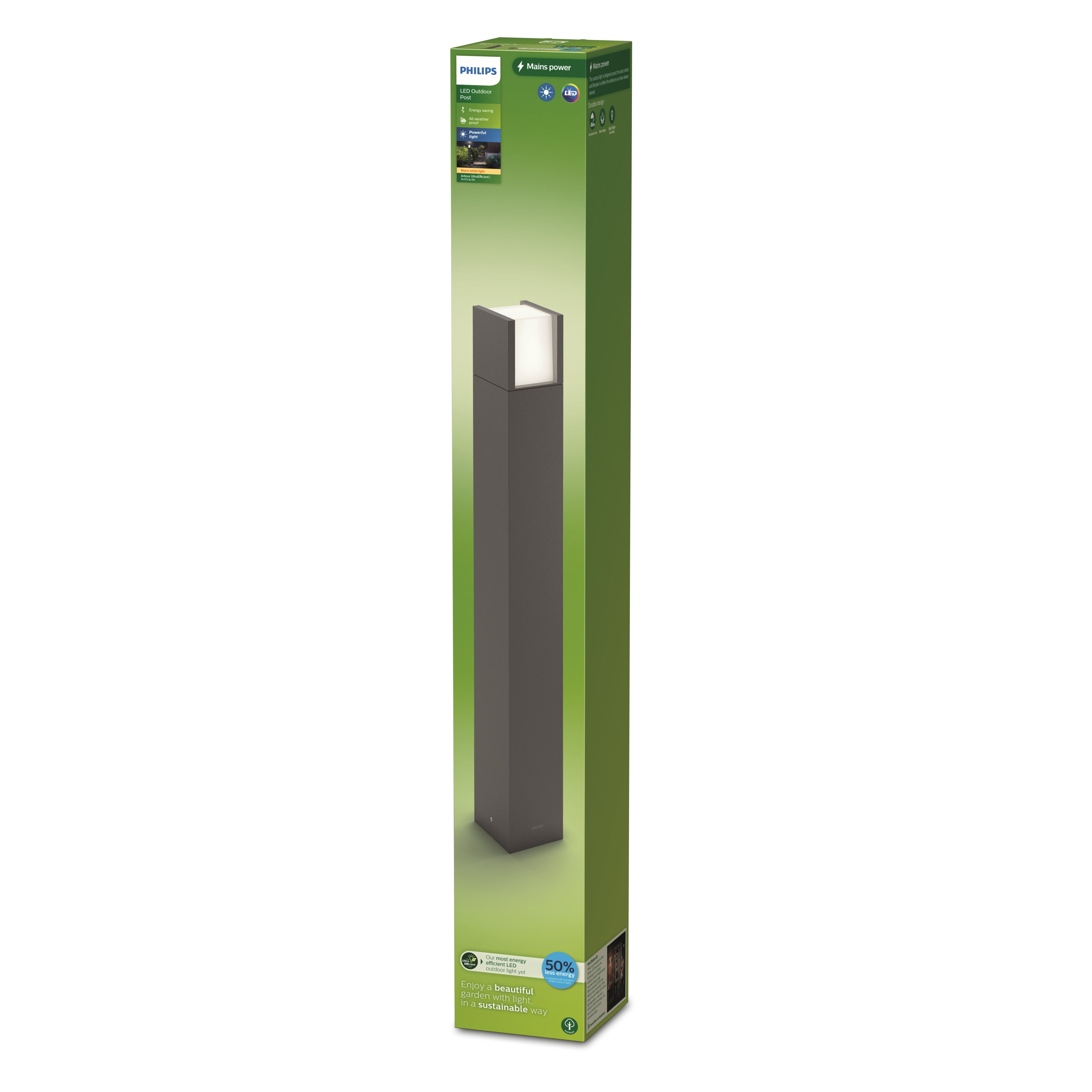 Philips Outdoor Ultra-Efficient Arbour Wegeleuchte 3.8W, 2700 Kelvin, anthrazit