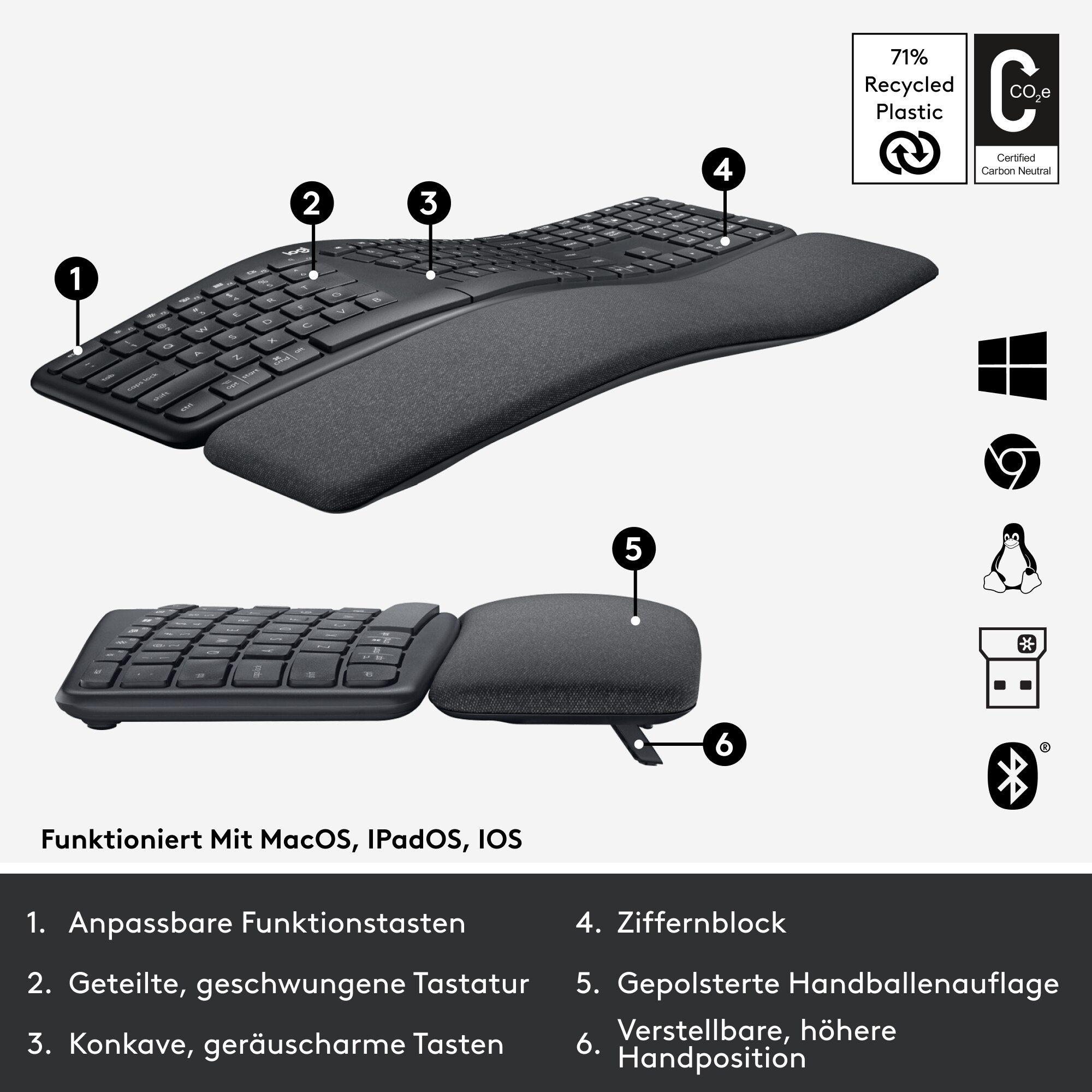 Logitech Ergo K860 Kabellose Tastatur