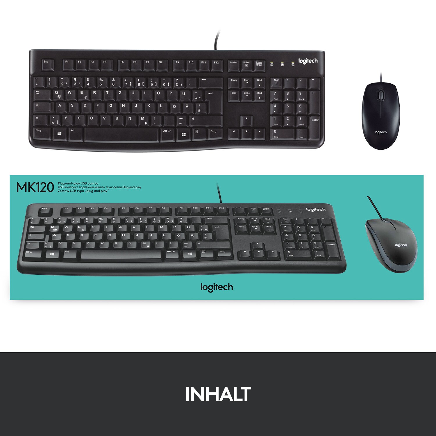 Logitech MK120 Kabelgebundene Maus-Tastaturkombination