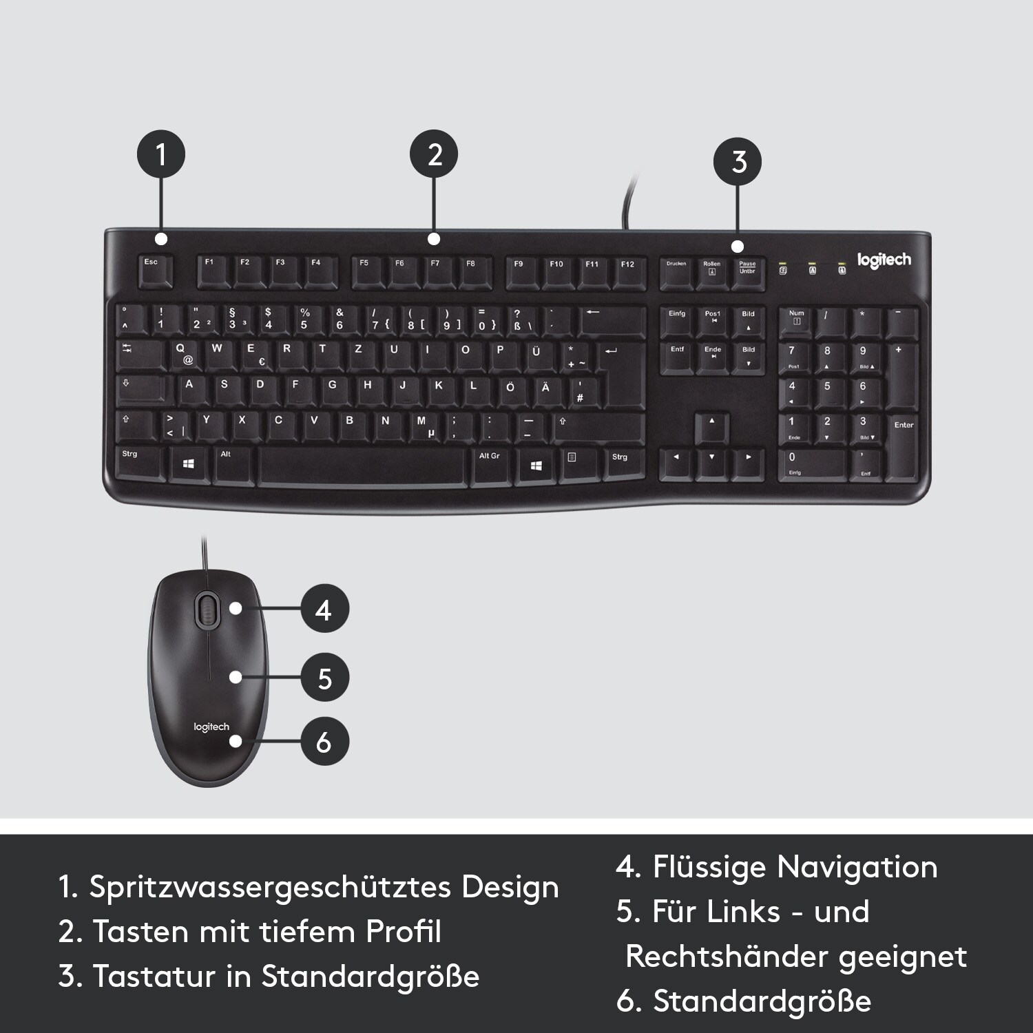 Logitech MK120 Kabelgebundene Maus-Tastaturkombination