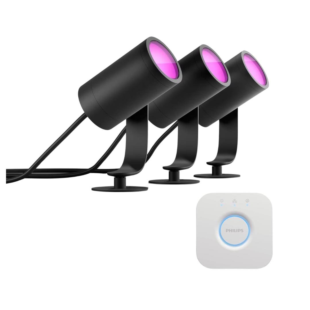 Philips Hue White &amp; Color Ambiance Lily Spot Outdoor schwarz • 3er Pack + Bridge