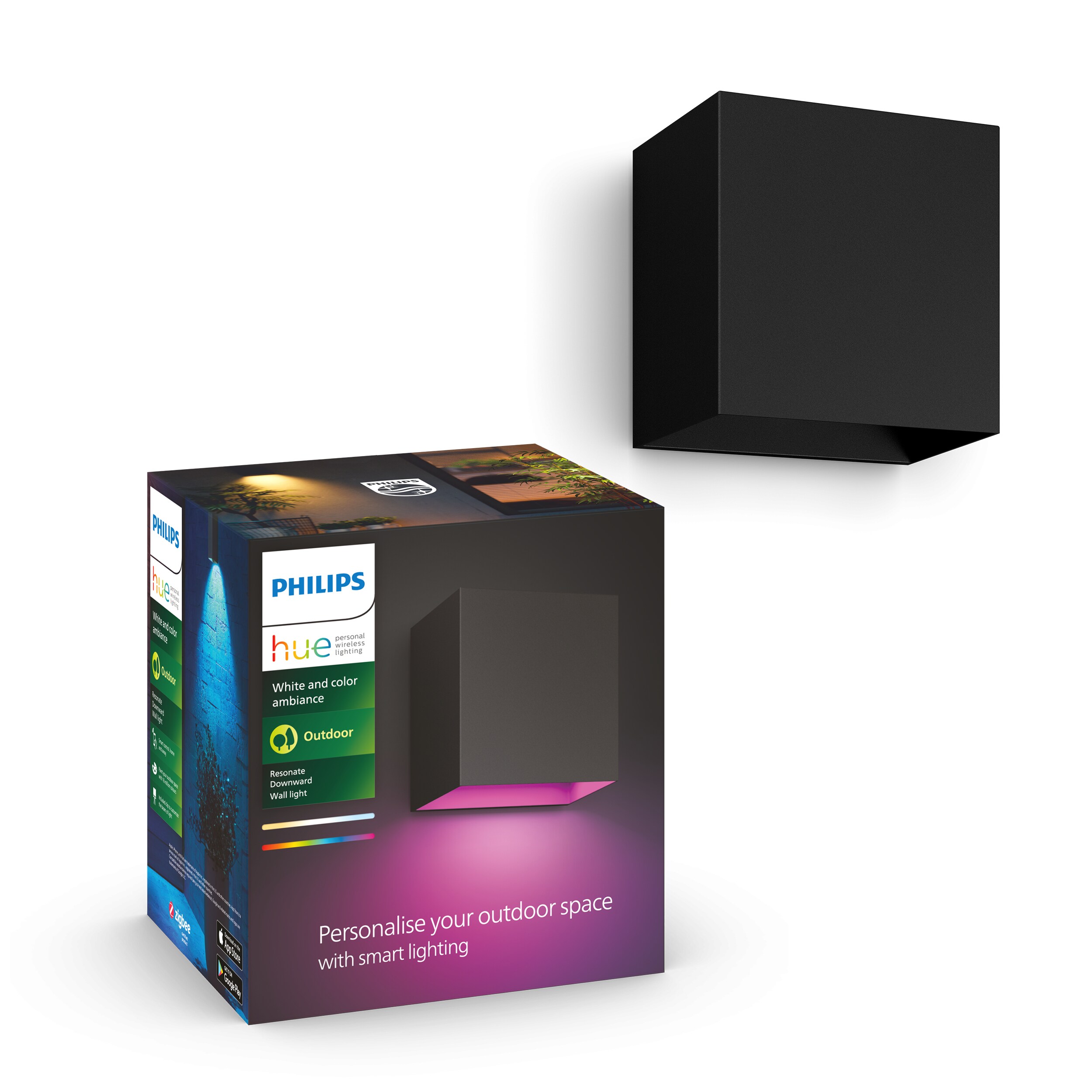 Philips Hue White &amp; Color Ambiance Resonate Wandleuchte einstrahlig schwarz