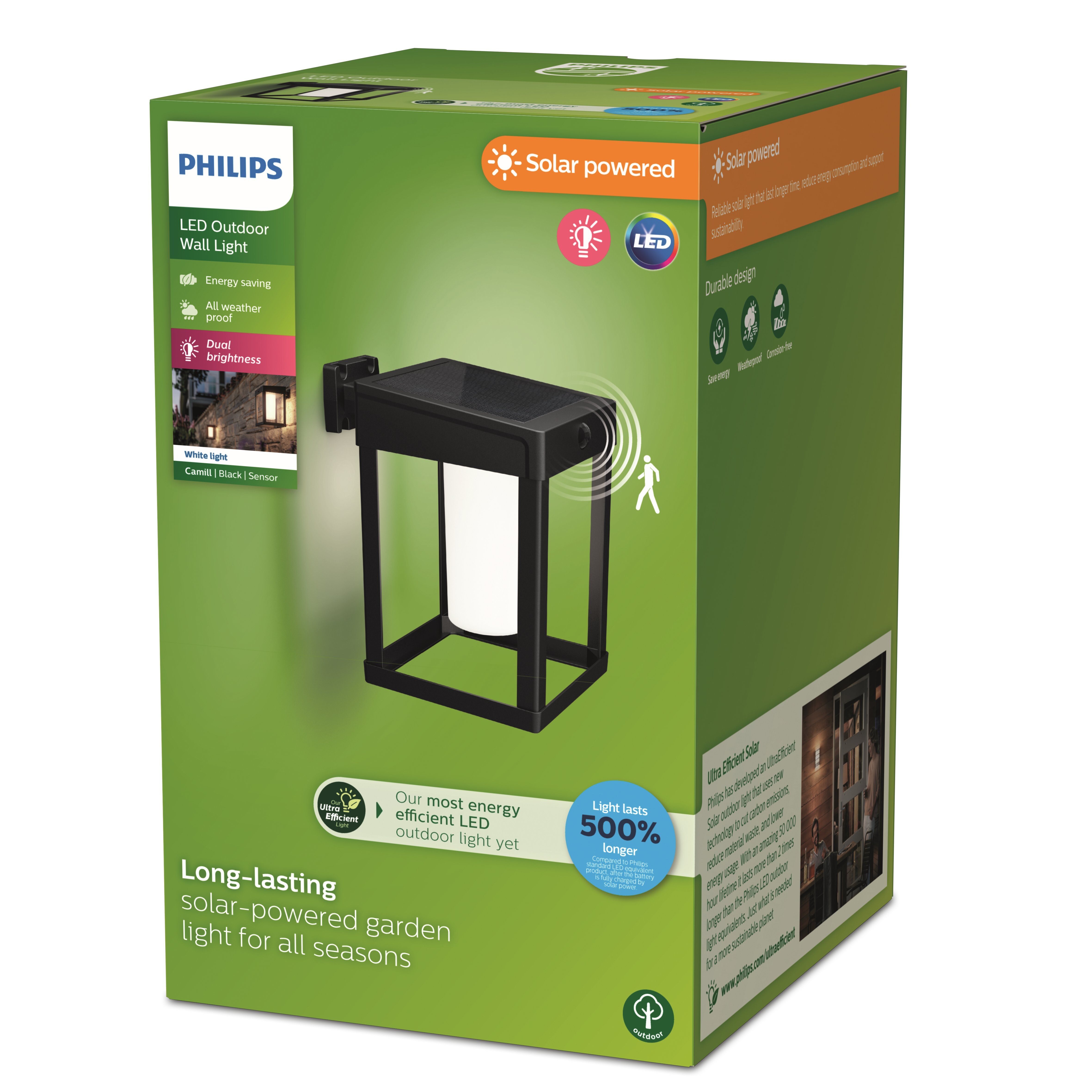 Philips Outdoor Ultra-Efficient Solar Camill Wandleuchte 1.4W schwarz