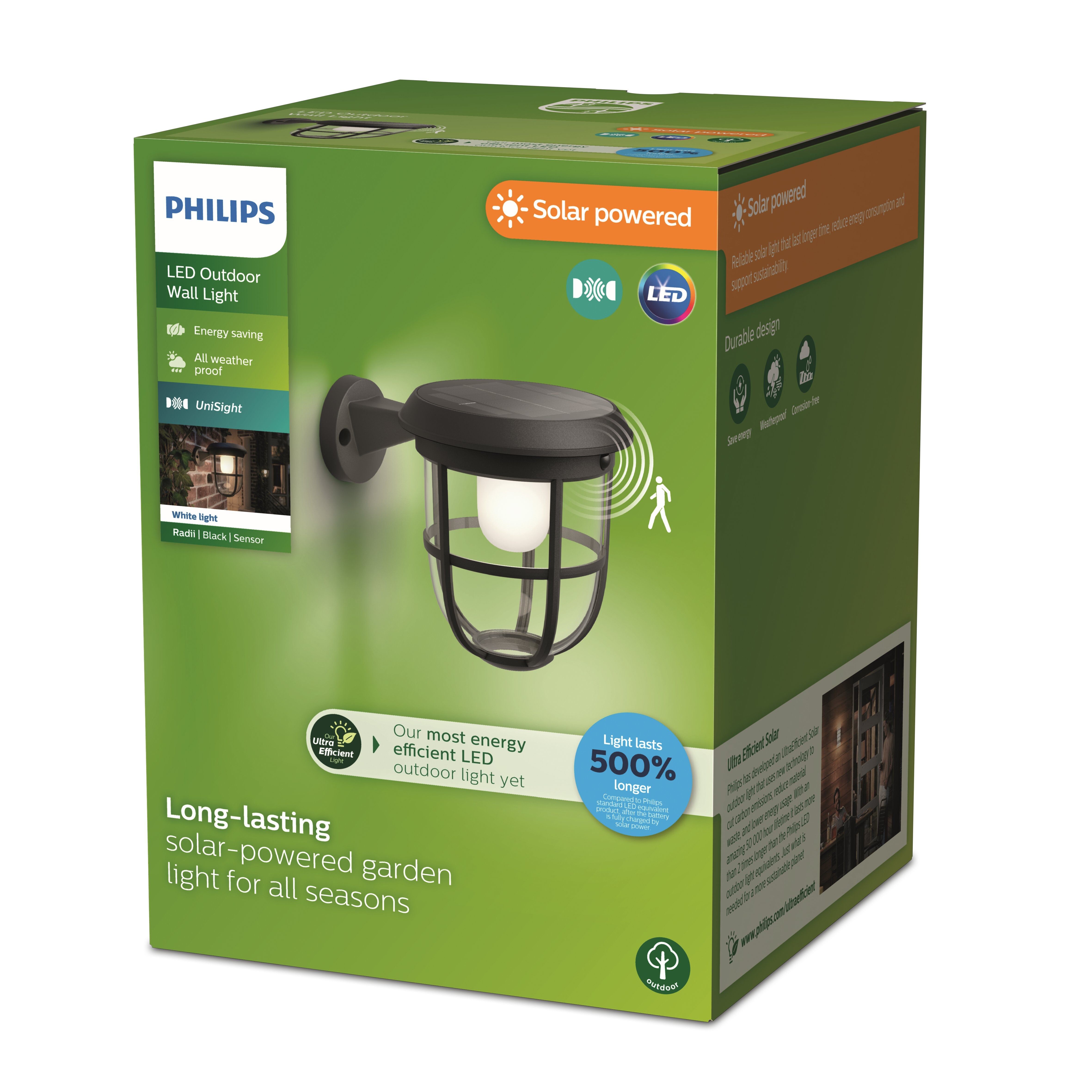 Philips Outdoor Ultra-Efficient Solar Radii Wandleuchte 1.3W schwarz