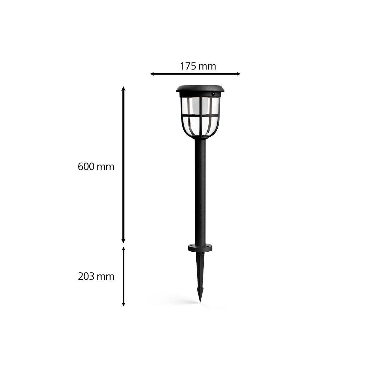 Philips Outdoor Ultra-Efficient Solar Radii Sockelleuchte Spiess 1.3W schwarz