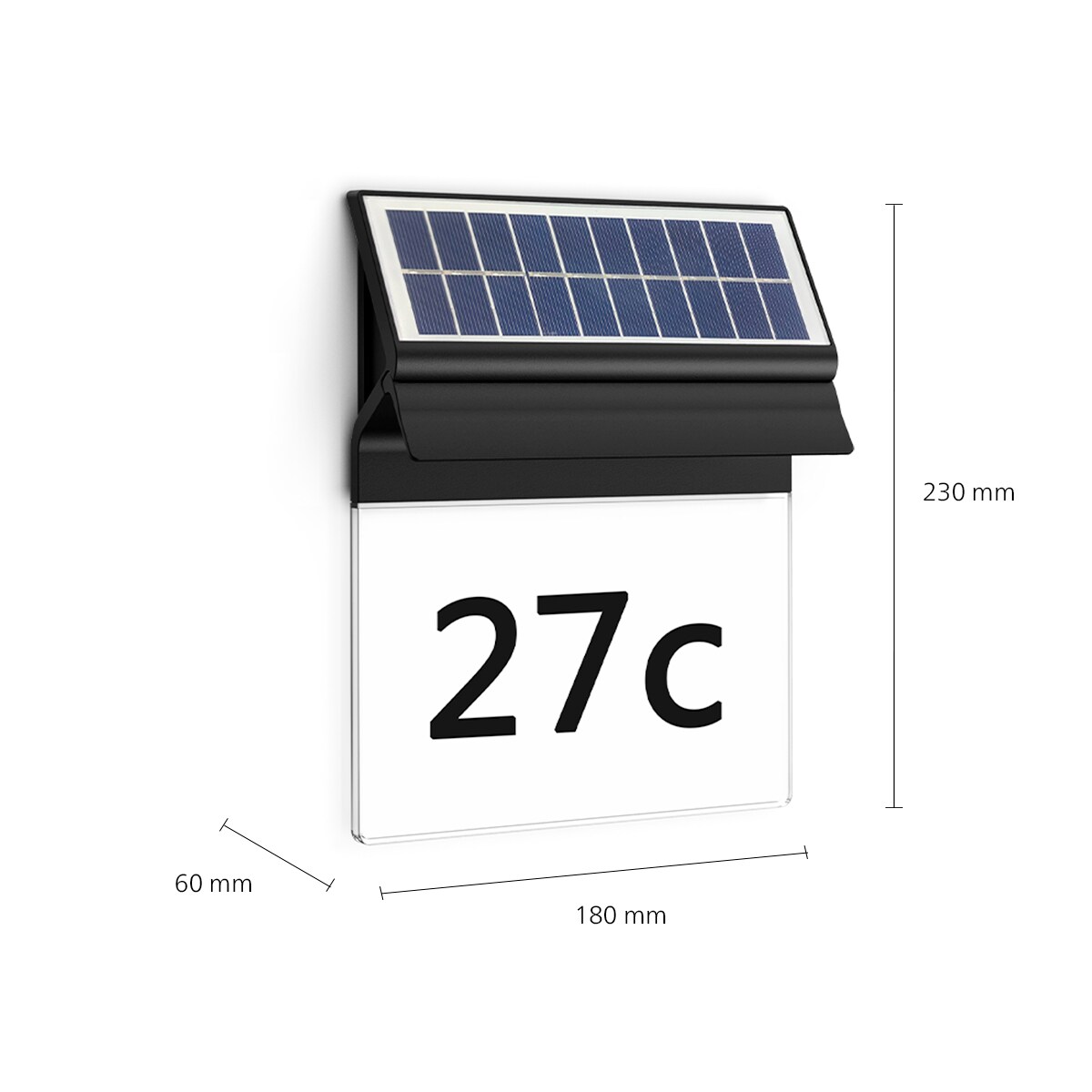 Philips Outdoor Solar Enkara Wandnummerleuchte 0.2W, Tageslichtsensor, schwarz