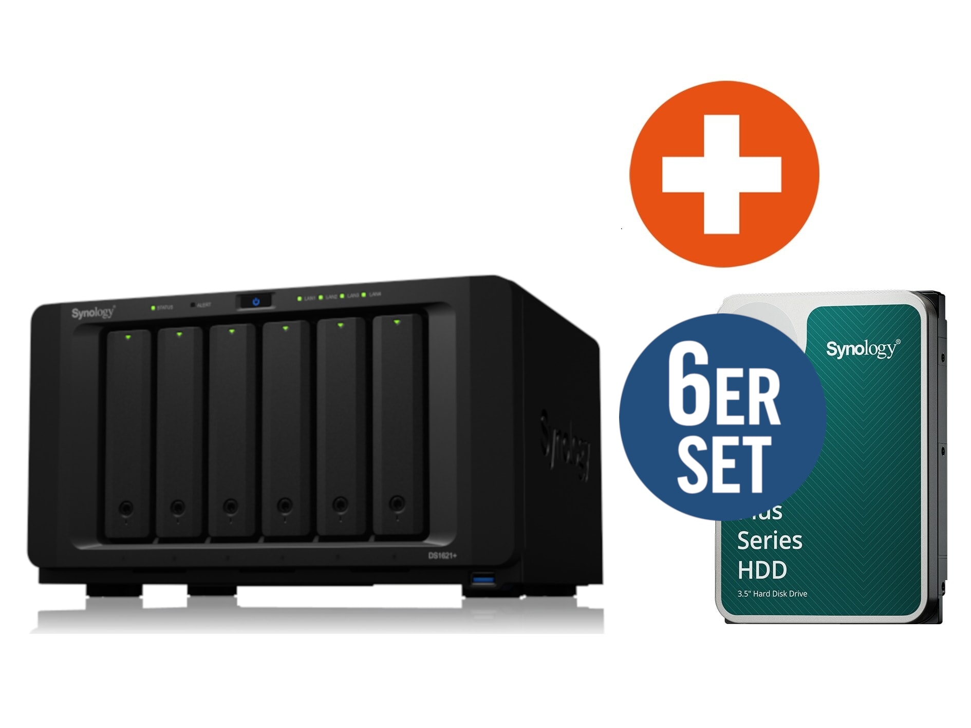 Synology DS1621+ NAS System 6-Bay 24TB inkl 6x 4 TB Synology HDD HAT3300-4T