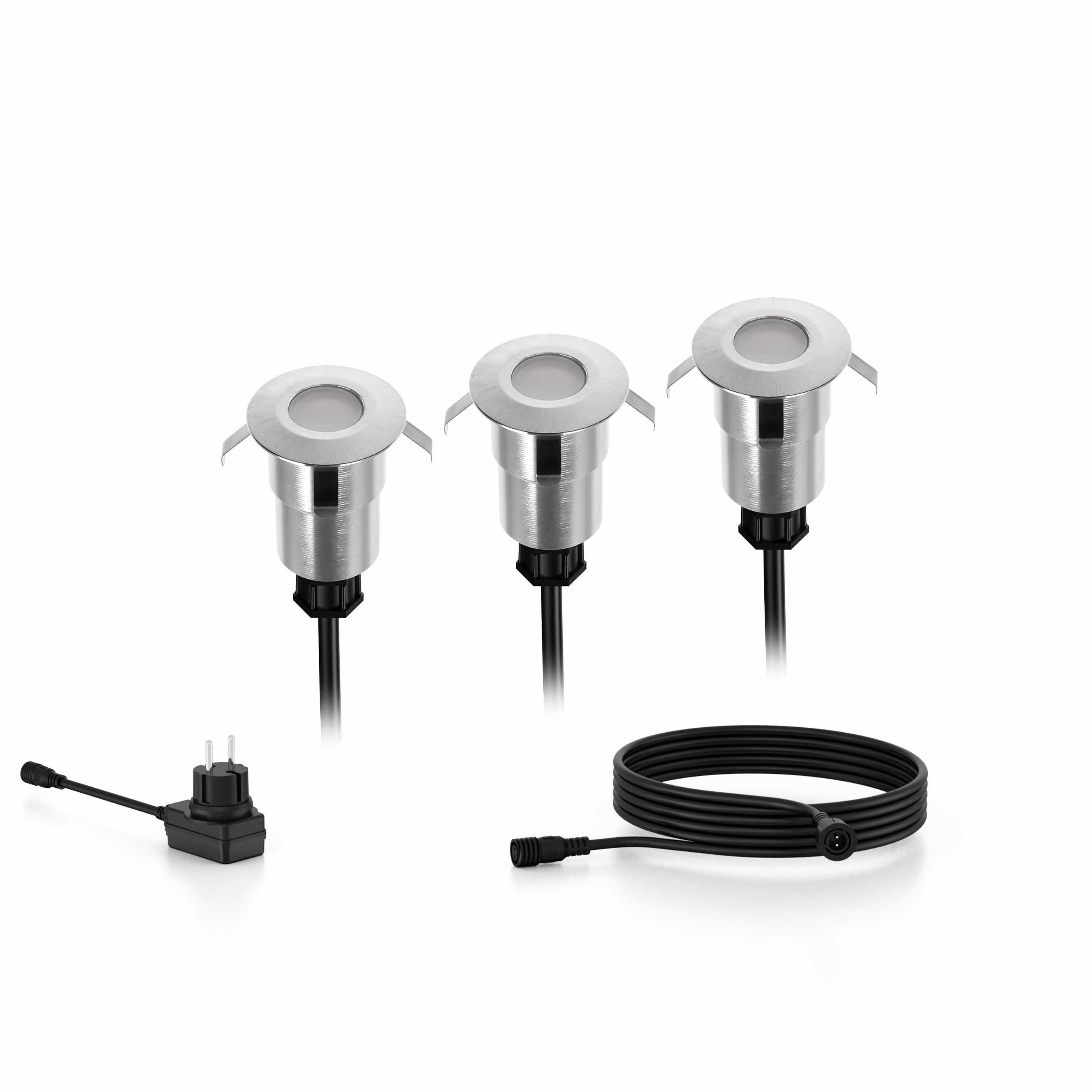 Philips Outdoor Niedervolt Spore Bodenspot EU 3er Set 3x1W, 24V, 2700 Kelvin