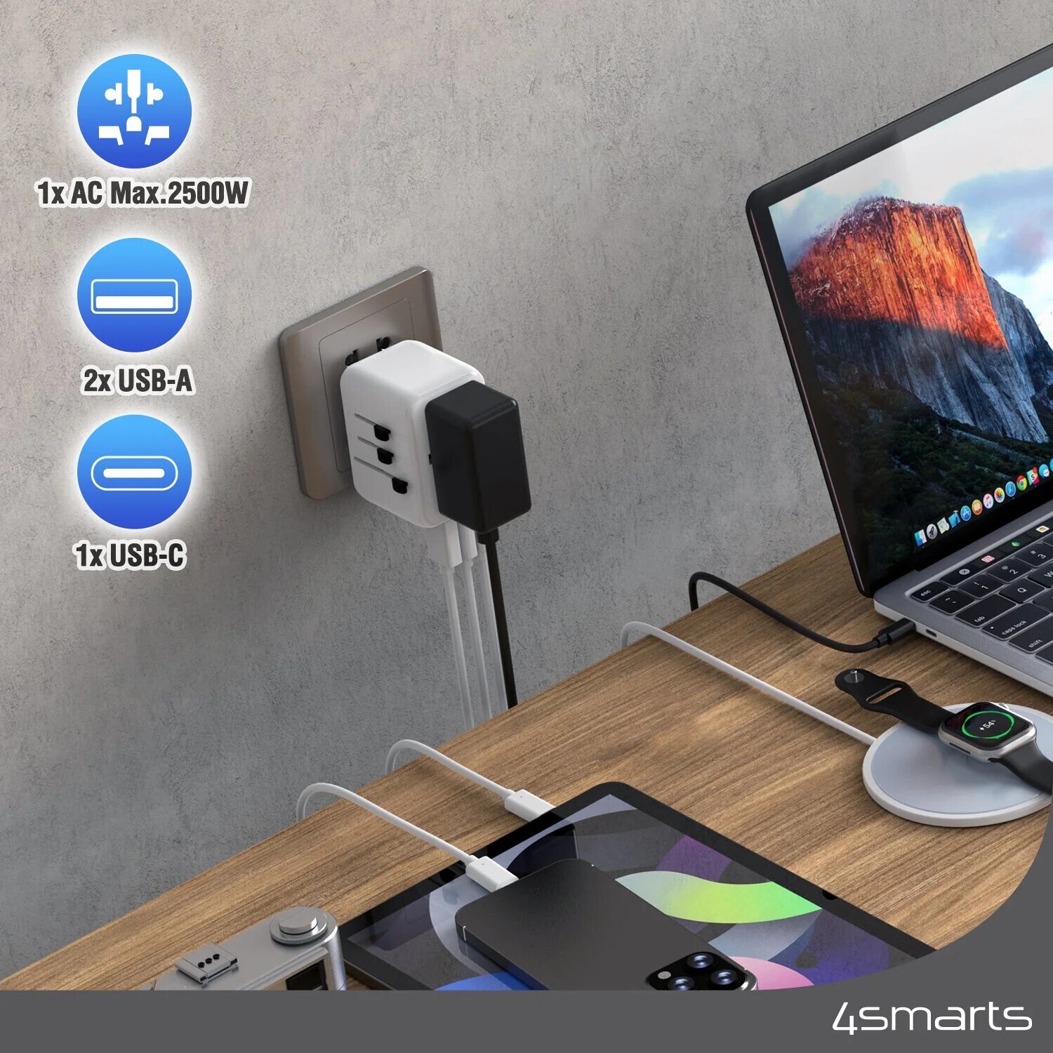 4Smarts 6 in 1 USB-C/A Steckdosenleiste Desk GaN 65W