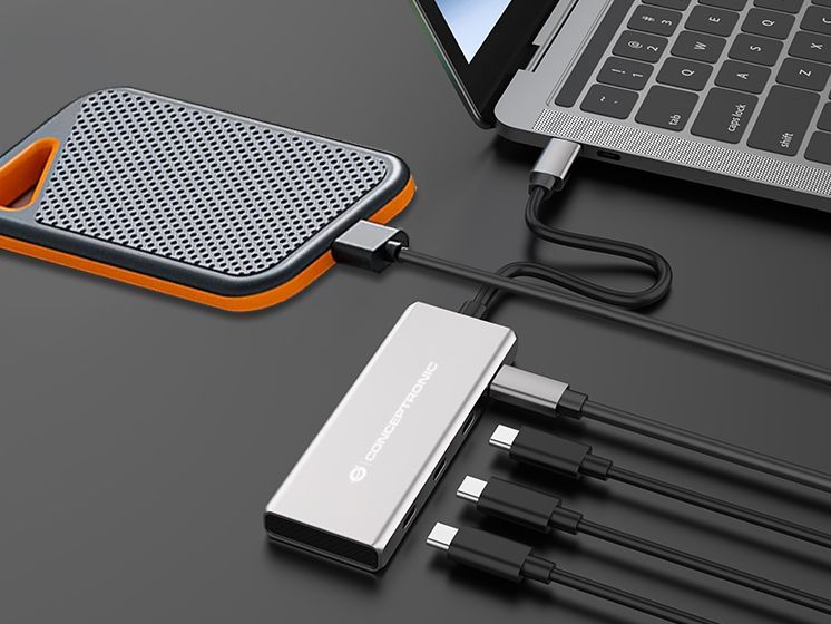 Conceptronic HUBBIES16G 4-Port USB 3.2 Gen-2 Hub, 10Gbps, USB-C x 4, 100W USB PD