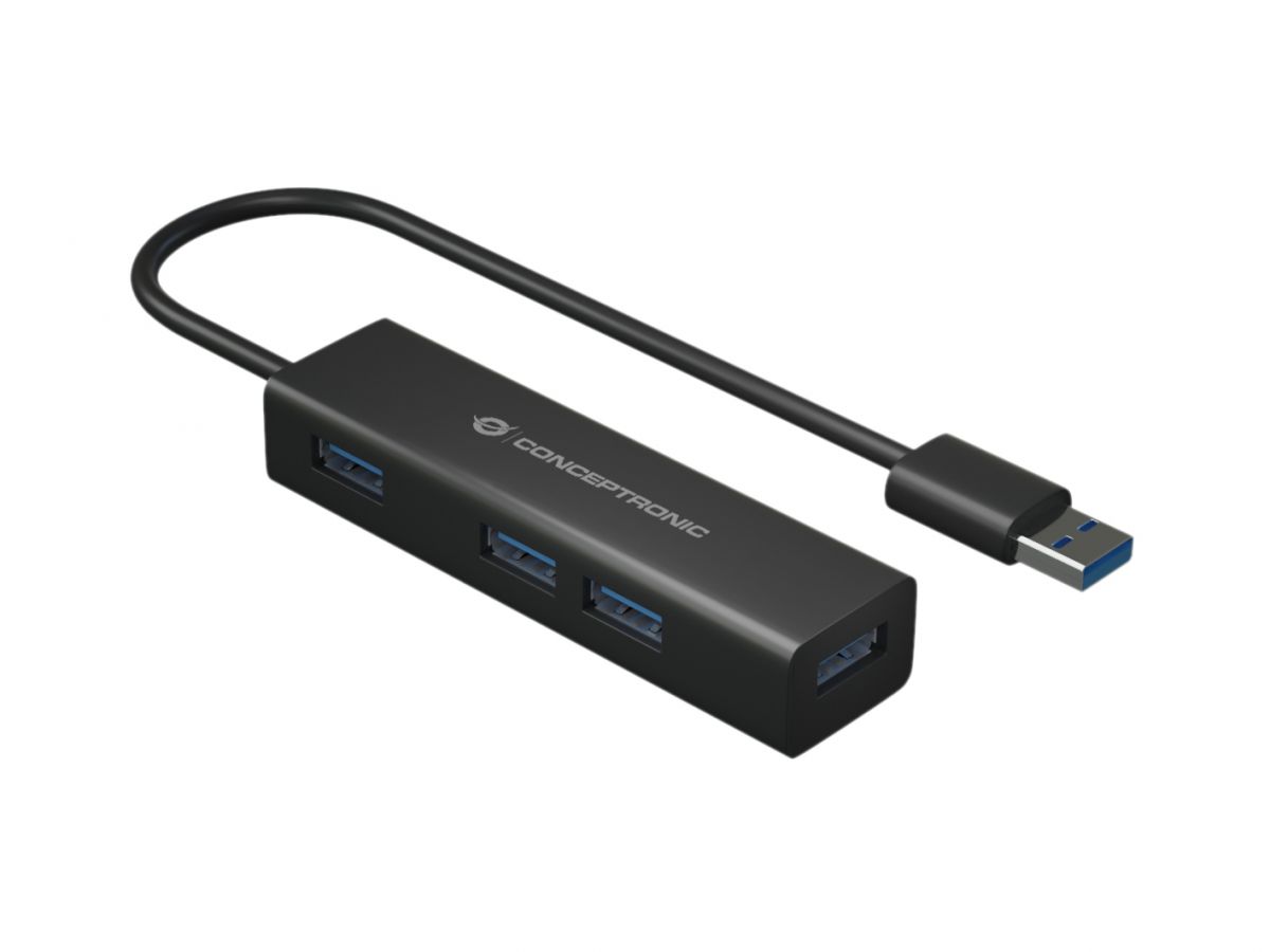 Conceptronic HUBBIES06B 4-Port-USB 3.0-Hub und OTG-Adapter für USB-C