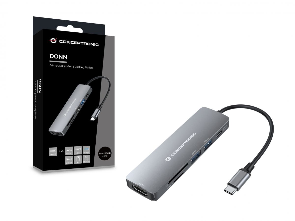 Conceptronic DONN11G 6-in-1 USB 3.2 Gen 1 Dockingstation