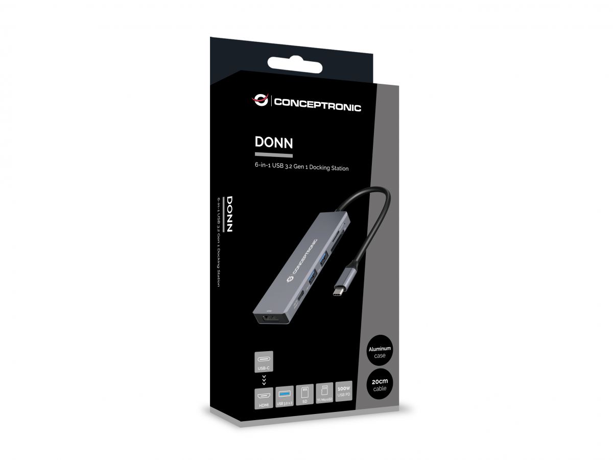 Conceptronic DONN23G 6-in-1 USB 3.2 Gen 1 Dockingstation