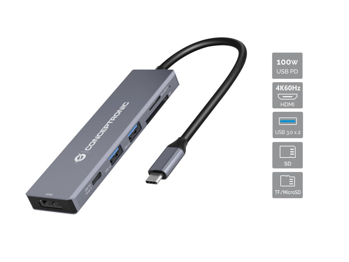 Conceptronic DONN23G 6-in-1 USB 3.2 Gen 1 Dockingstation