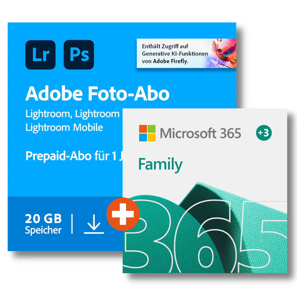 Microsoft 365 Family + Adobe Creative Cloud Foto-Abo | 20 GB | Download &amp; Key