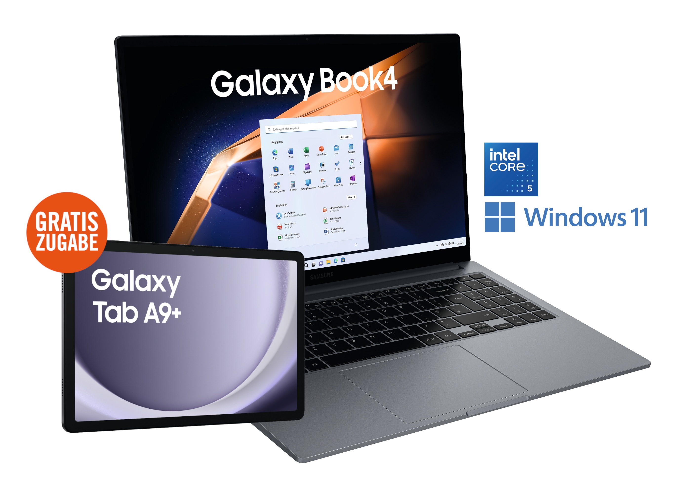 Galaxy Book4 NP750XGK-KB2DE Core 5 120U 16GB/512GB SSD 15"FHD W11 +TabA9+