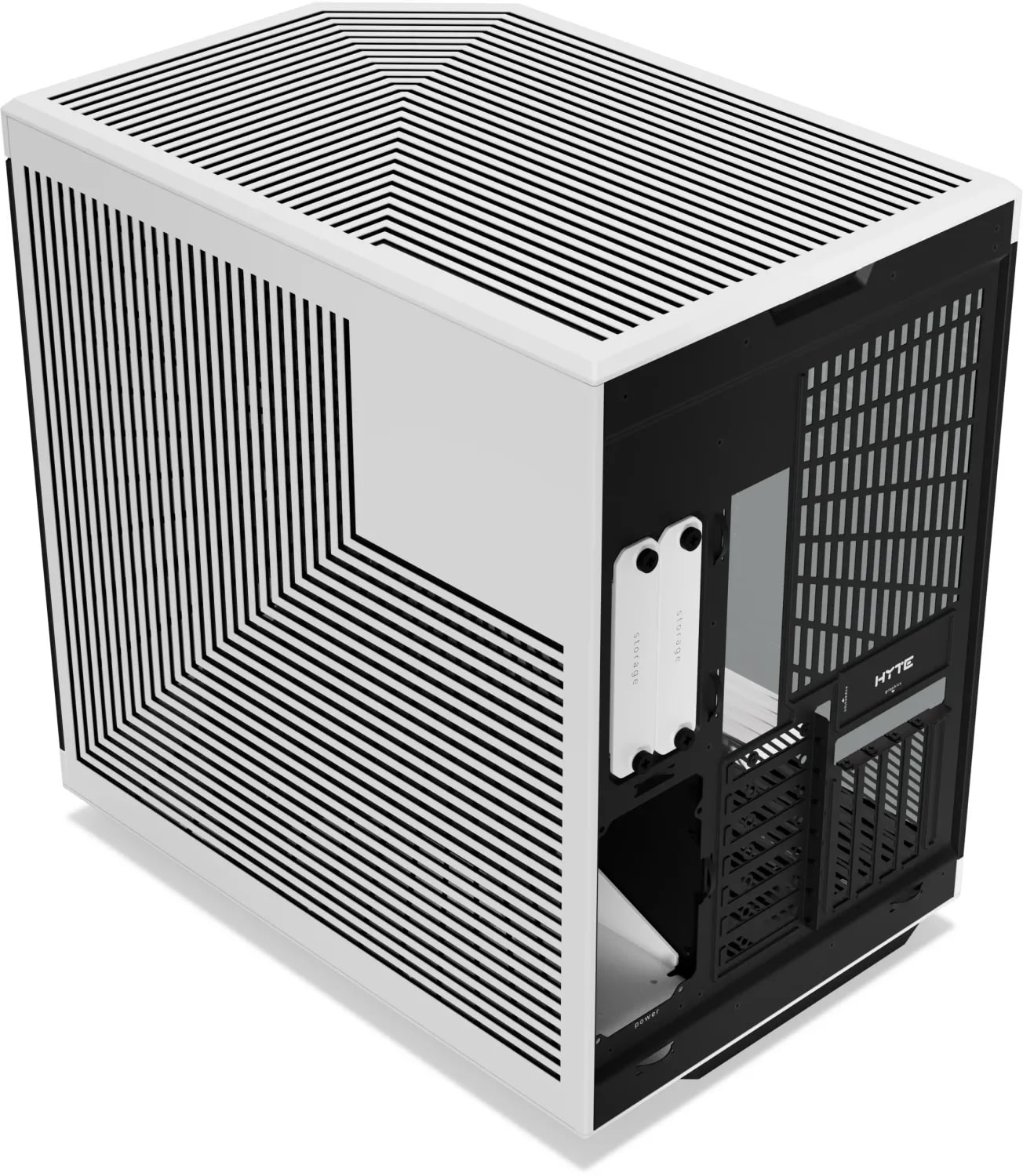 HYTE Y70 Zweikammer ATX Midi Tower Gaming Gehäuse Schwarz/Weiß mit Glasfenster