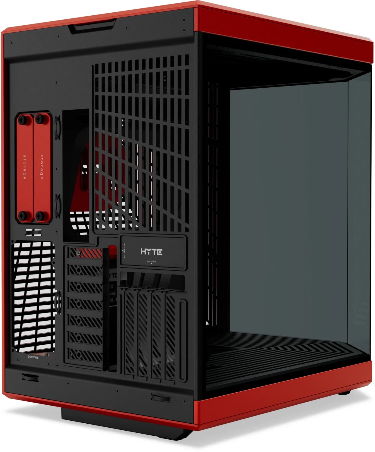 HYTE Y70 Zweikammer ATX Midi Tower Gaming Gehäuse Rot mit Glasfenster