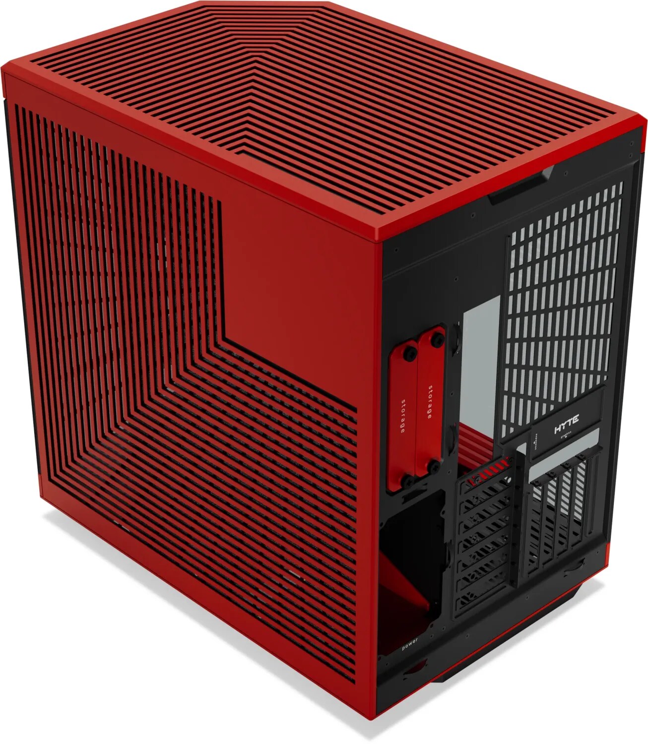 HYTE Y70 Zweikammer ATX Midi Tower Gaming Gehäuse Rot mit Glasfenster