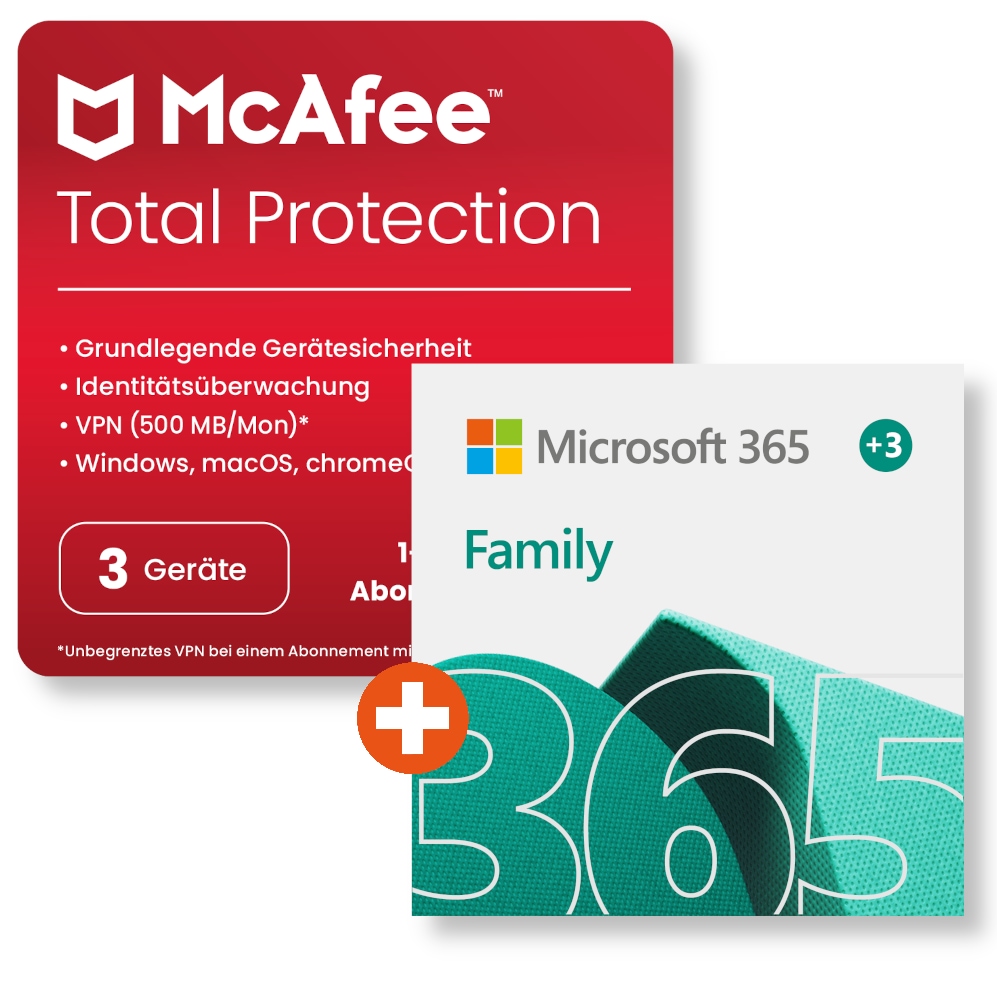 Microsoft 365 Family + McAfee Total Protection | Download &amp; Produktschlüssel