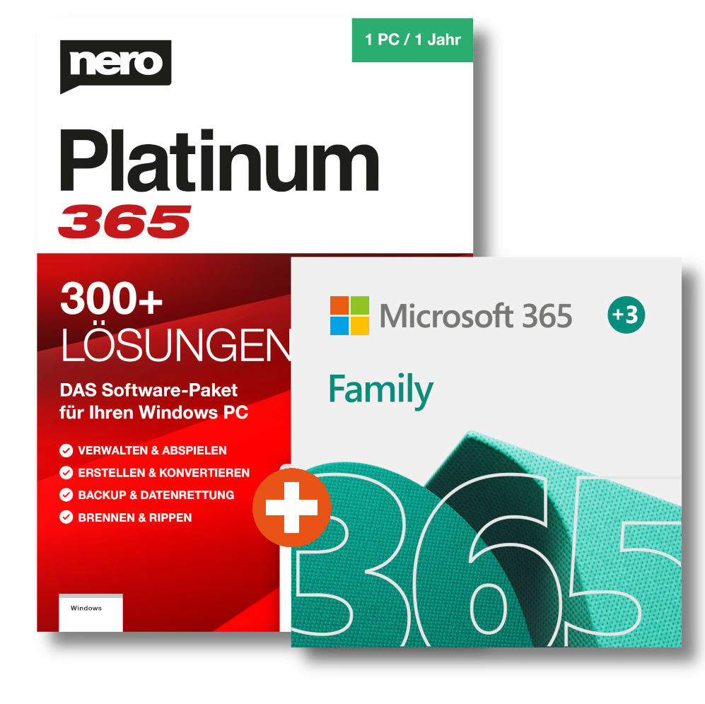 Microsoft 365 Family + NERO Platinum 365 | Download &amp; Produktschlüssel