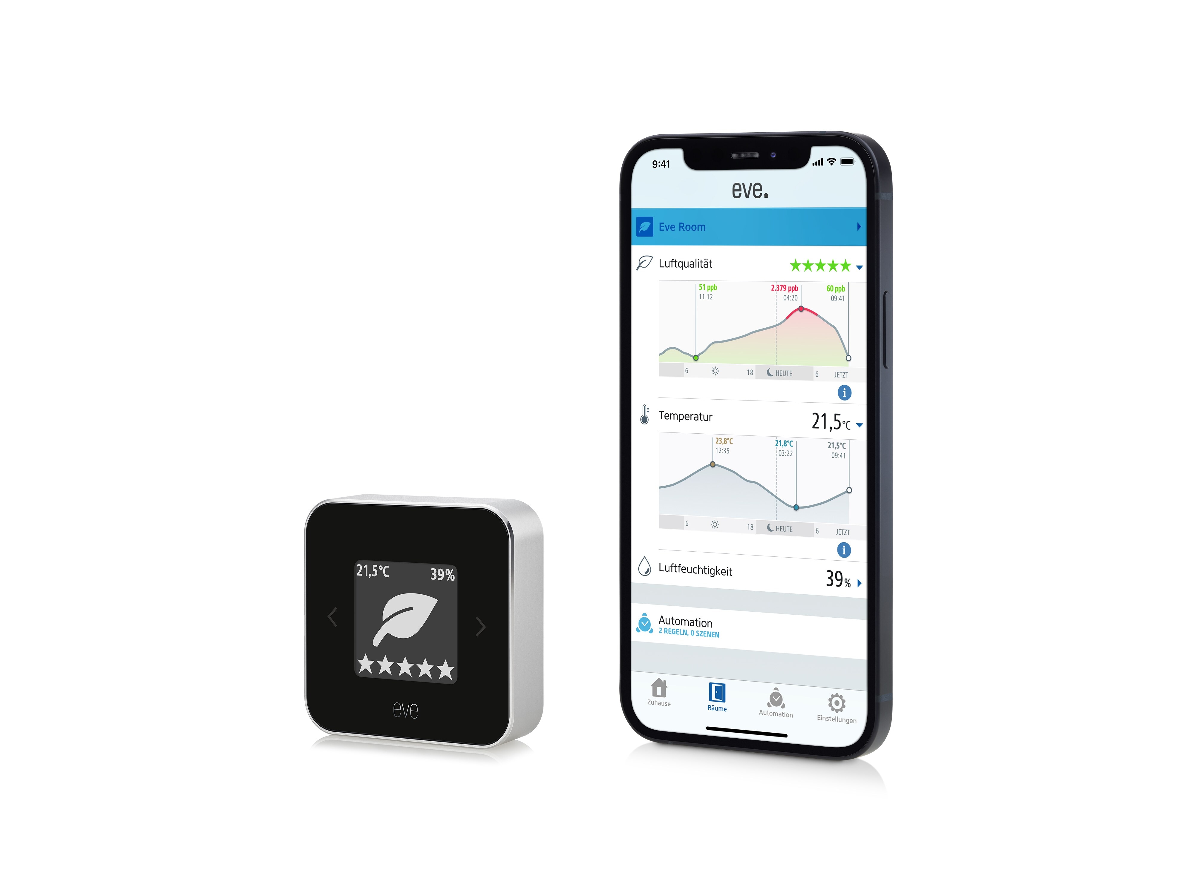 Eve Room - Raumluft-Qualitätssensor mit Apple HomeKit Technologie &amp; Thread