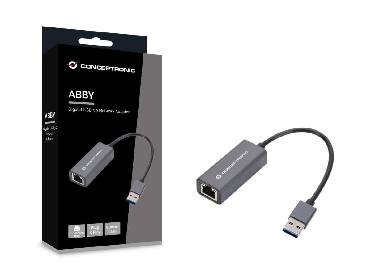 Conceptronic ABBY08G Gigabit USB 3.0 Netzwerkadapter, Wake-on-LAN