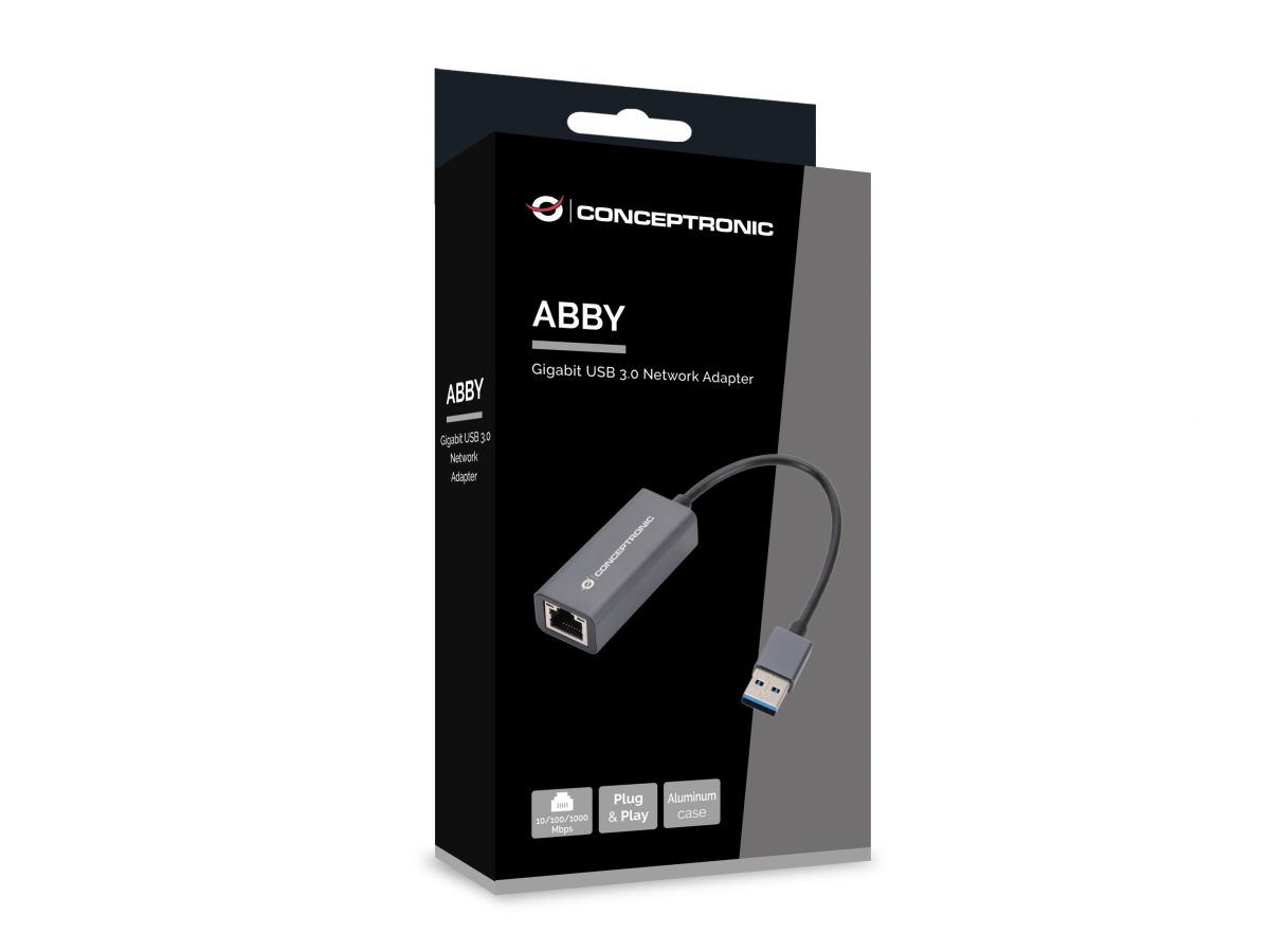 Conceptronic ABBY08G Gigabit USB 3.0 Netzwerkadapter, Wake-on-LAN