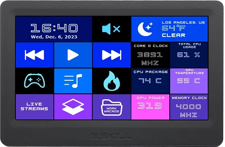 G.SKILL WigiDash, Widget Dashboard 7" mit Touch-Funktion