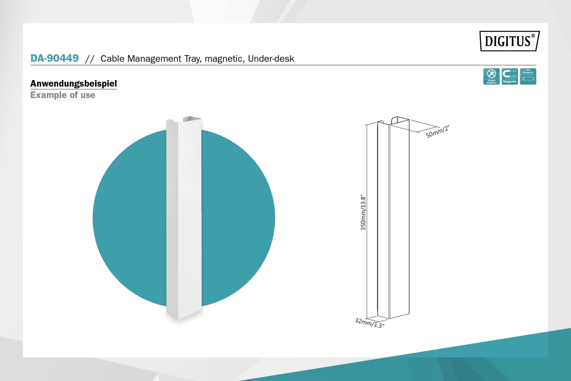 DIGITUS magnetischer Kabelmanagement Kanal weiß