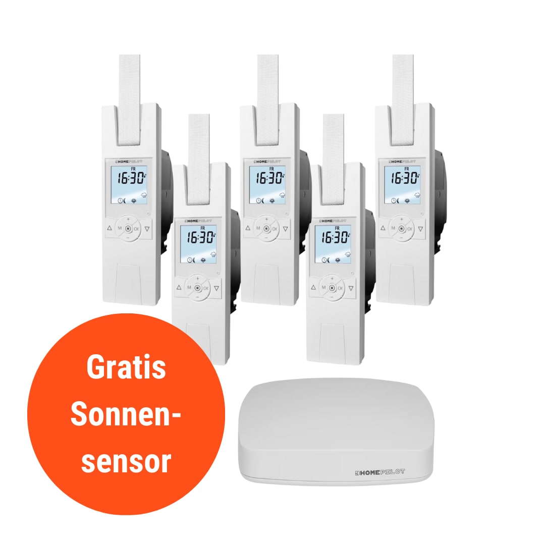 Homepilot Starter Set Smarte Beschattung • 5 Gurtwickler RolloTron Premium smart