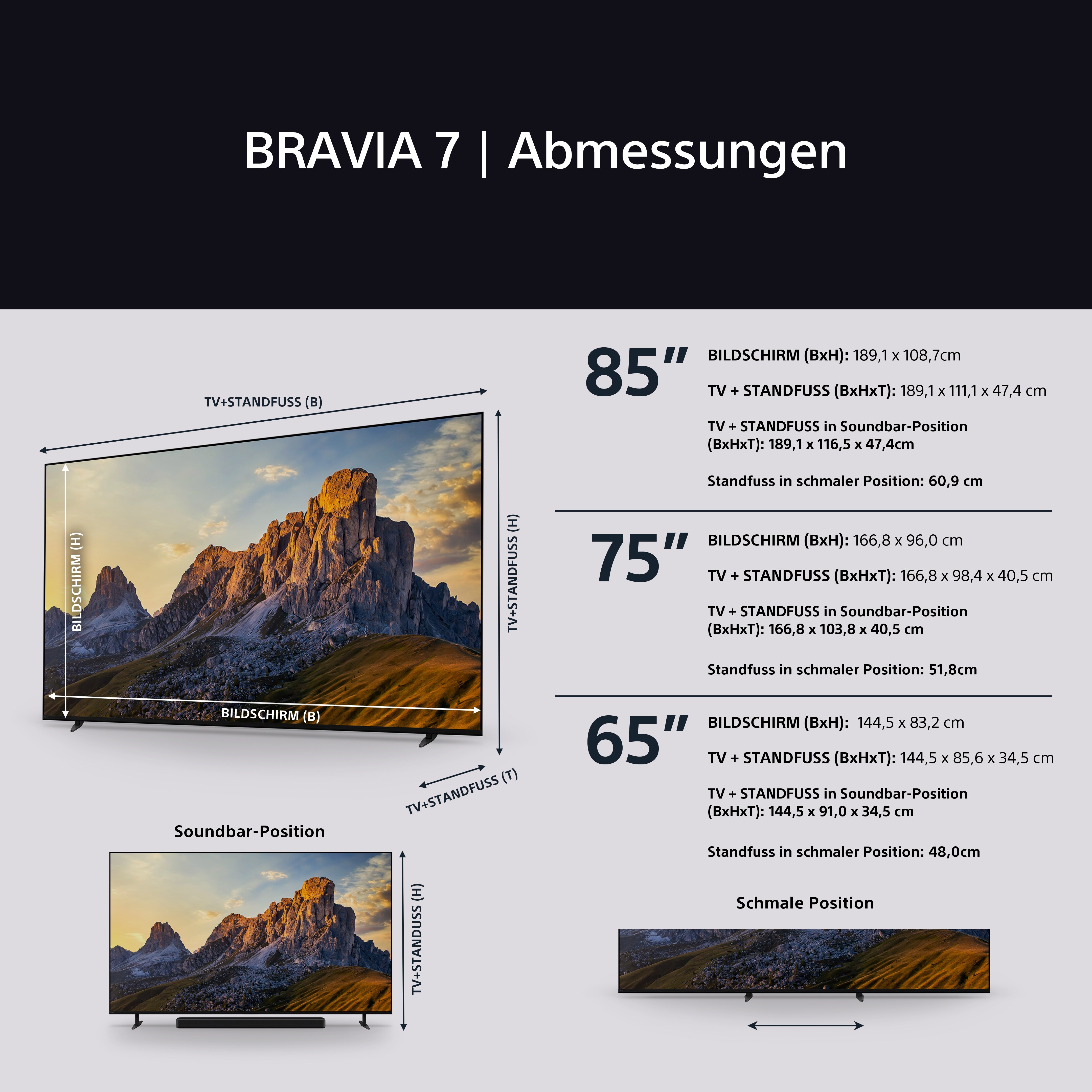 Sony K-65XR70 BRAVIA 7 QLED (XR l Mini LED) 4K HDR Smart TV