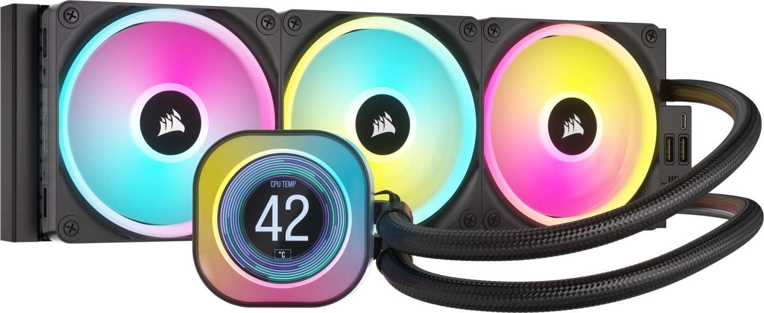 Corsair ICUE LINK H150i LCD RGB Wasserkühlung 360 mm Intel und AMD CPU schwarz