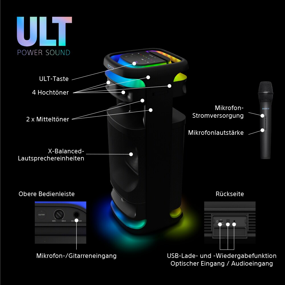 Sony SRS-ULT10 ULT TOWER 10 Bluetooth-Partylautsprecher schwarz