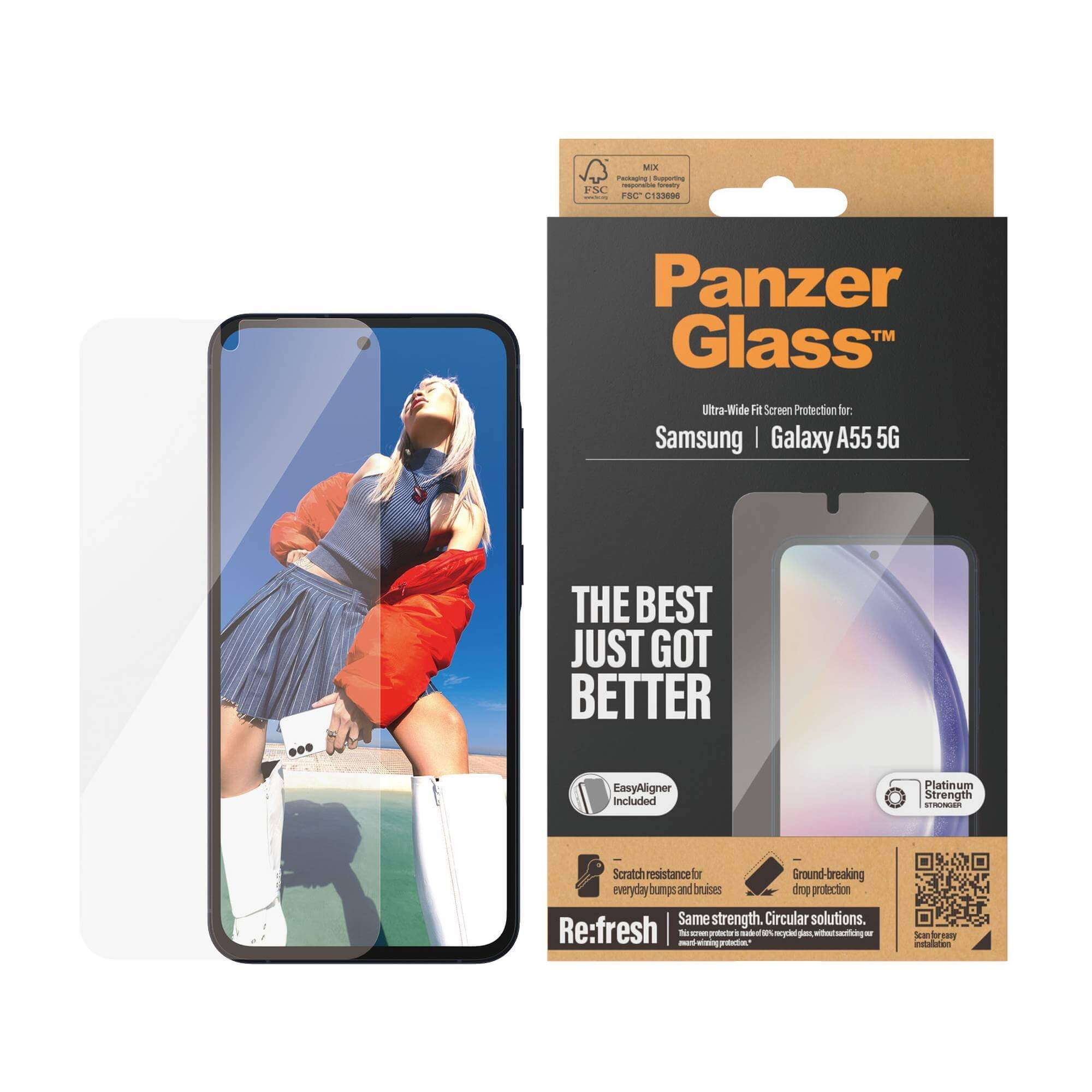 PanzerGlass Displayschutzglas | Ultra-Wide Fit mit Aufbringhilfe